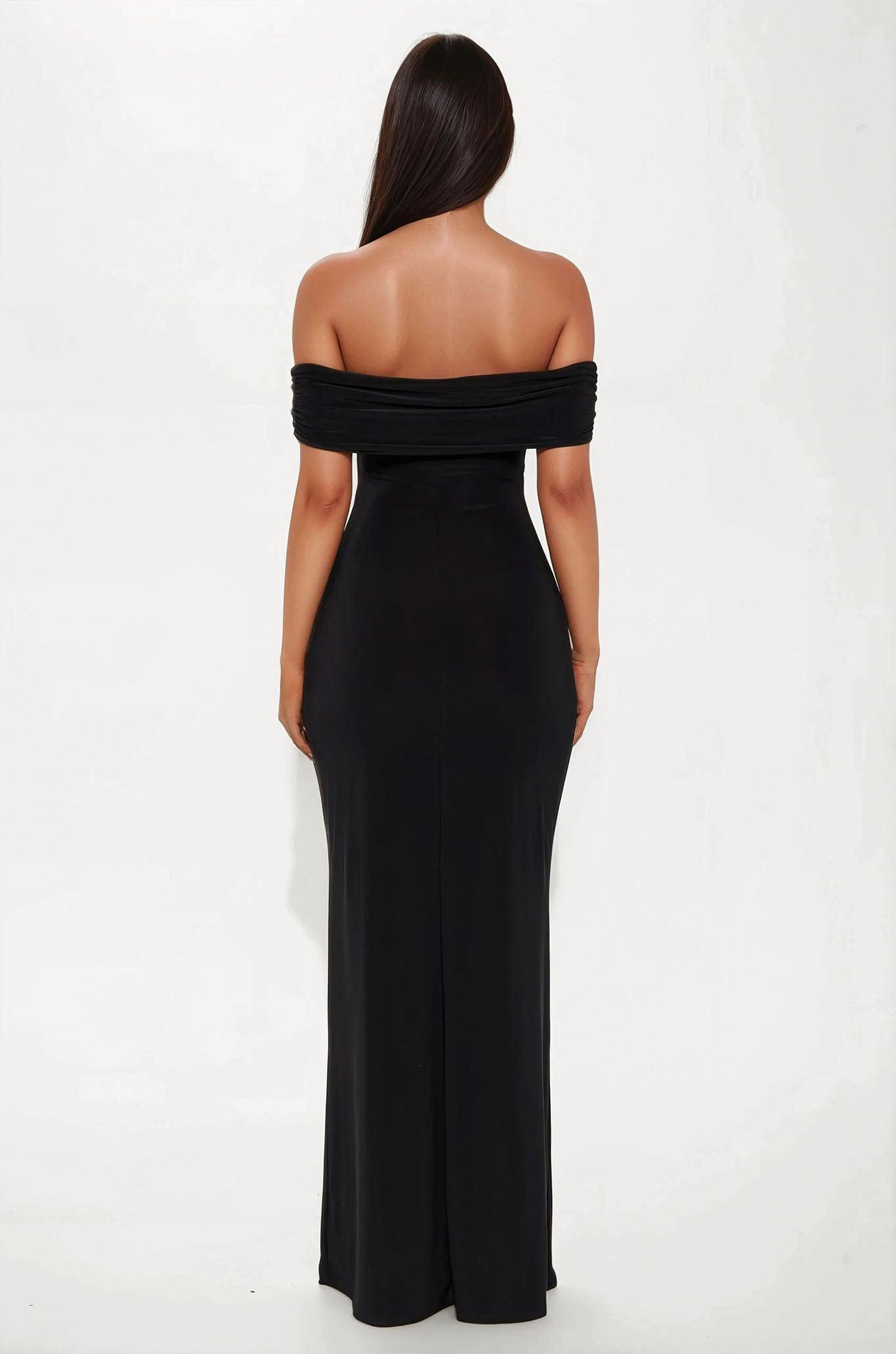 Ruby Off Shoulder Maxi Dress - Black Product Image