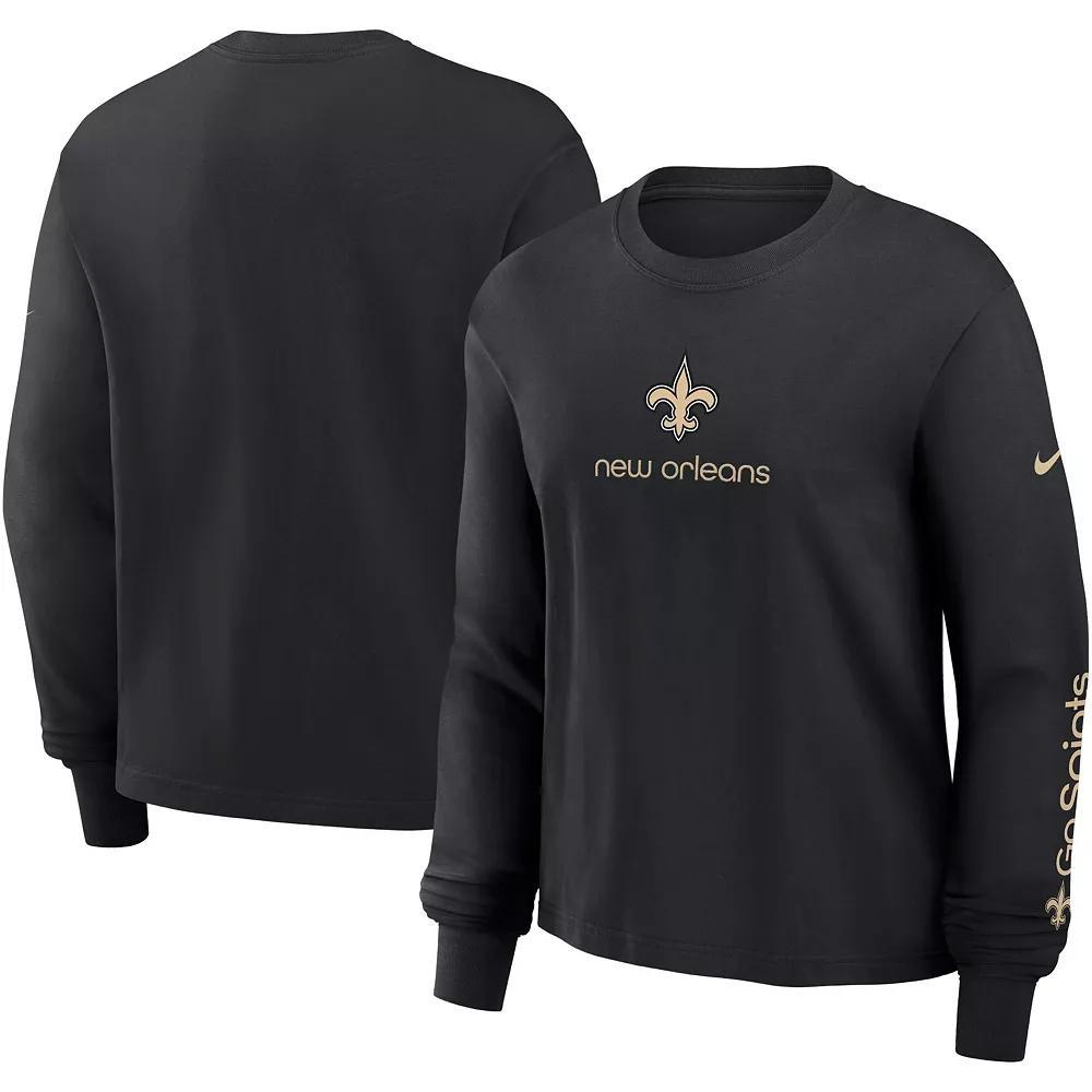 Women's Nike Black New Orleans Saints Boxy Long Sleeve T-Shirt, Size: 2XL Product Image