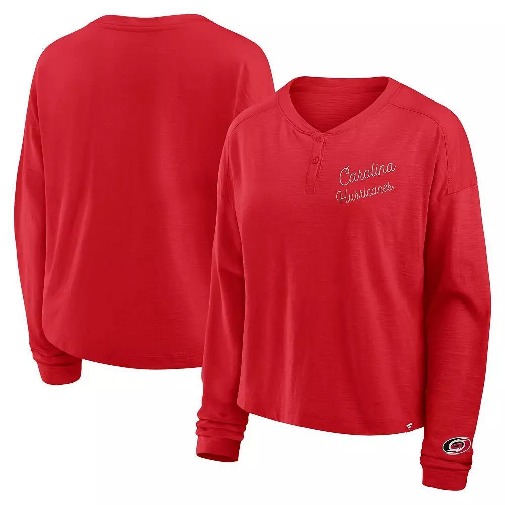 Women's Fanatics Blue New York Rangers Oversized All Out Effort Long Sleeve Henley T-Shirt, Size: Small, Ran Blue Product Image