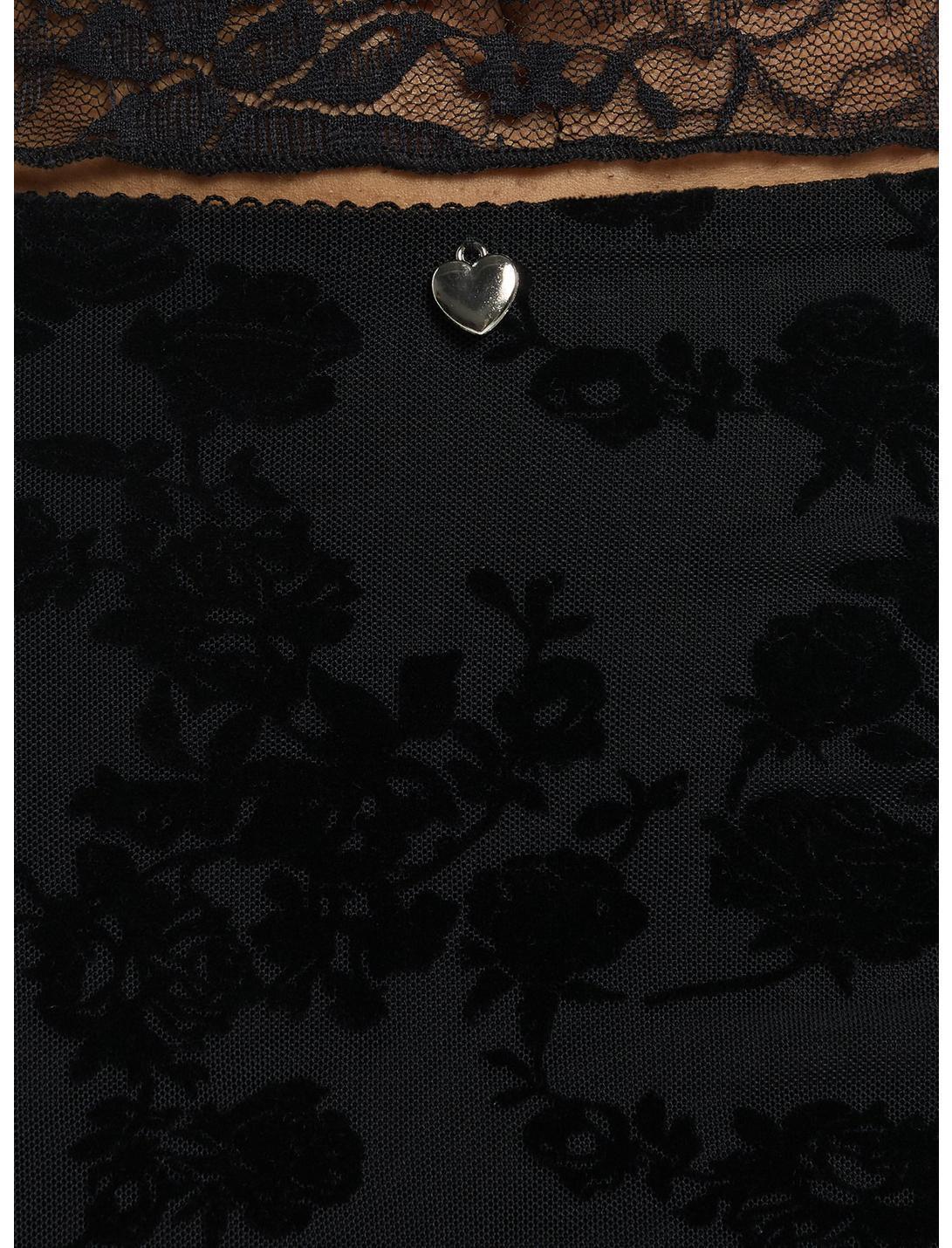 Daisy Street Black Floral Flocked Maxi Skirt Product Image