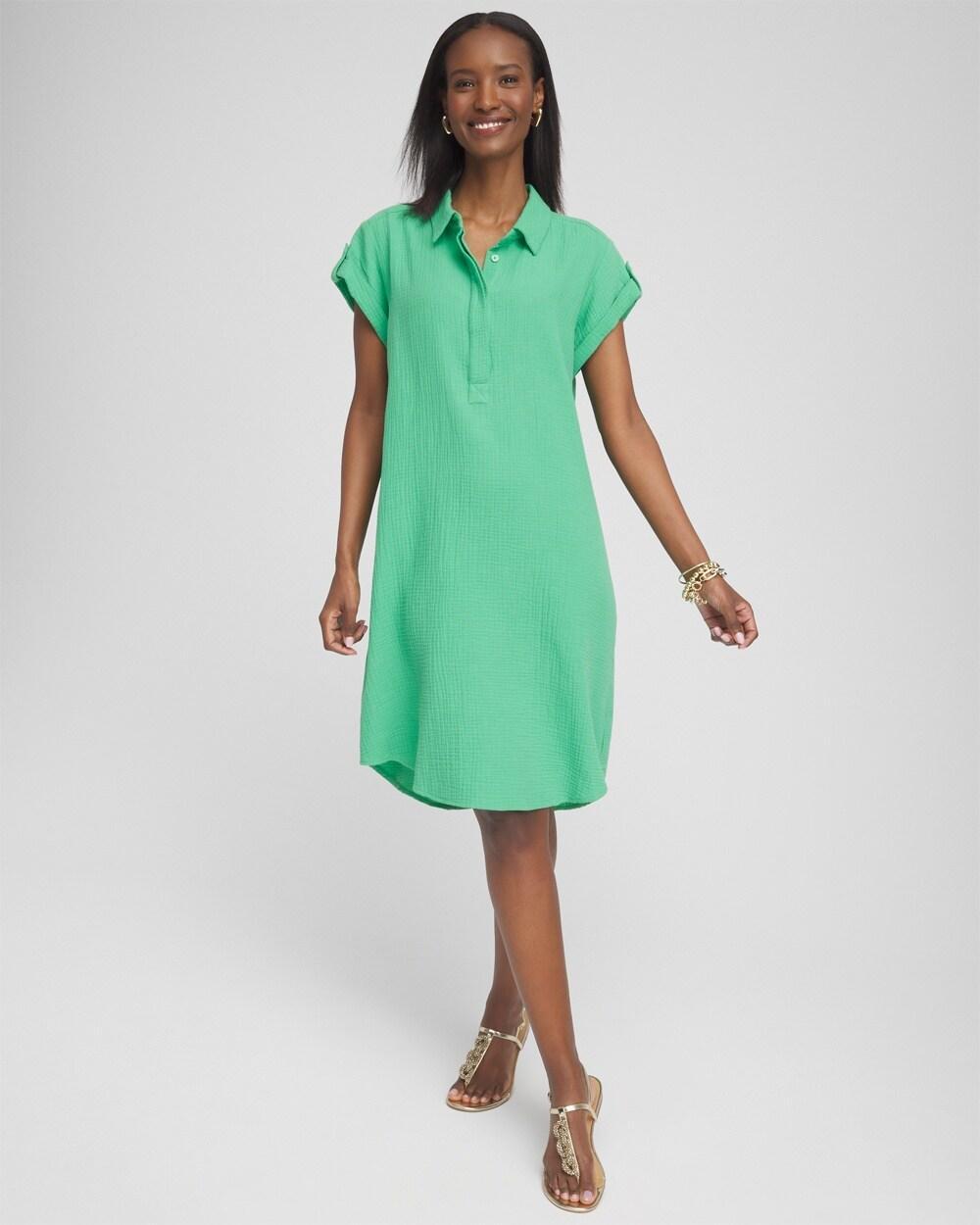 Gauze Roll Tab Sleeve Dress Product Image