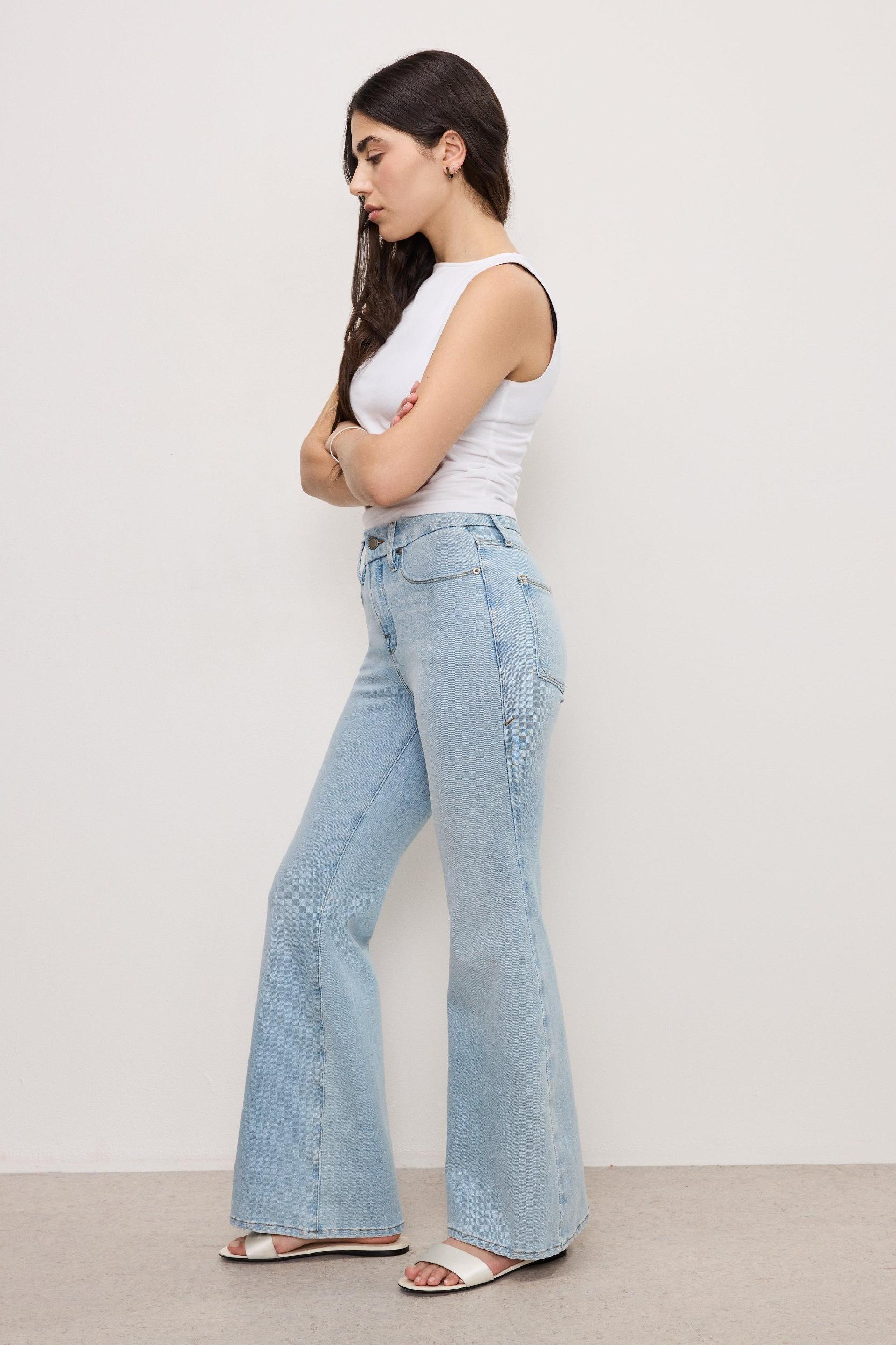 SOFT TECH GOOD PETITE FLARE JEANS | INDIGO841 Product Image