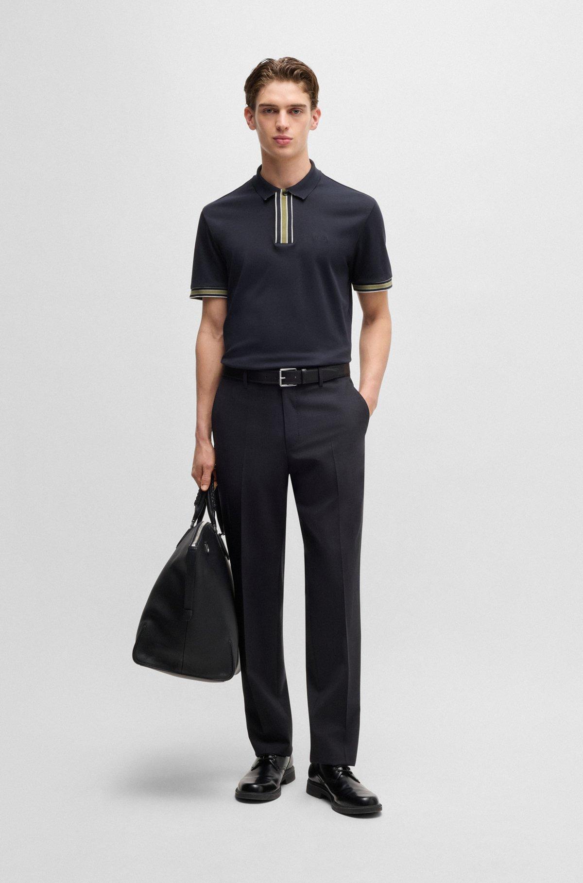 Interlock-cotton polo shirt with contrast tipping Product Image