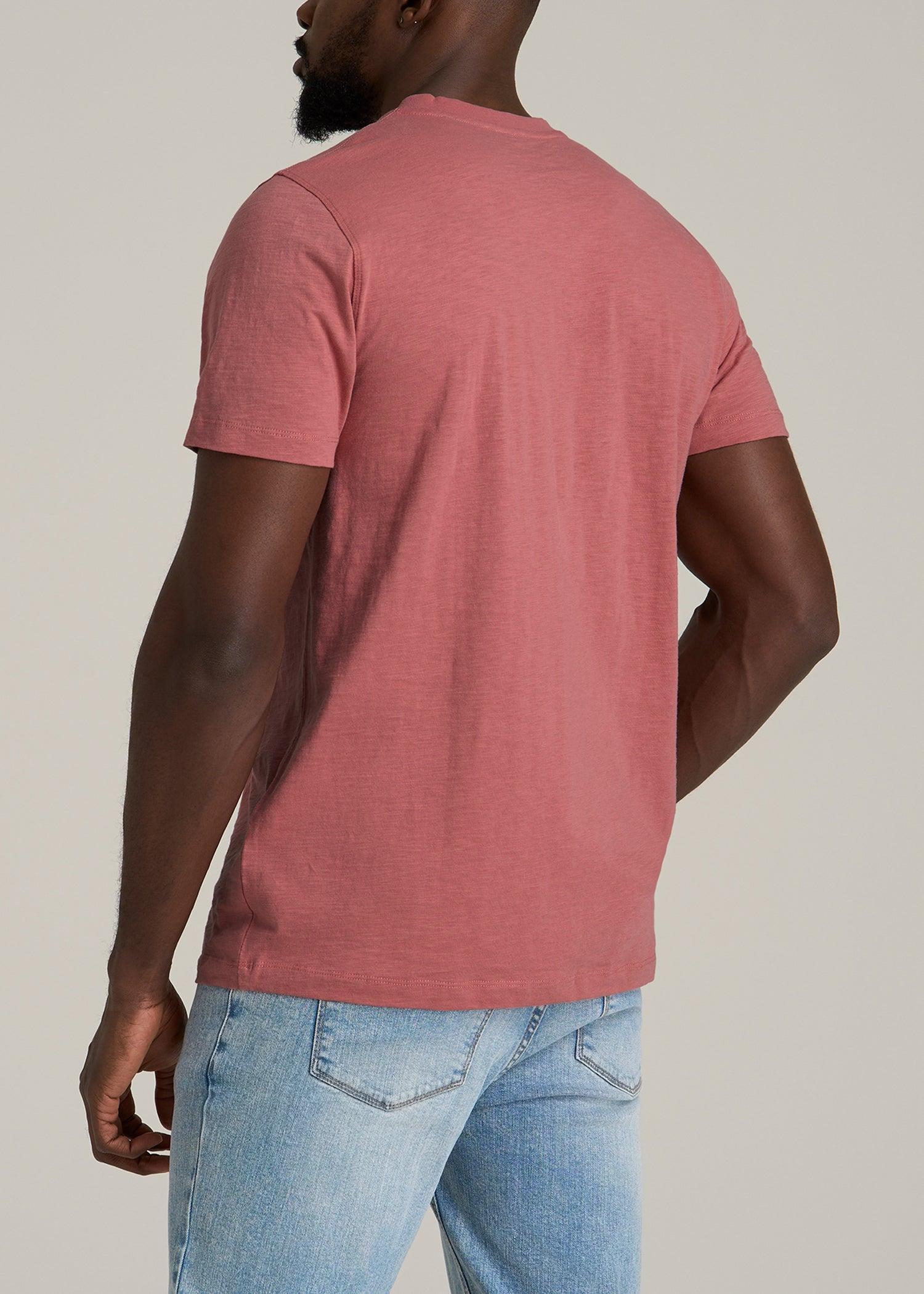 Sunwashed Short Sleeve Slub Henley for Tall Men in Dusty Cedar Product Image