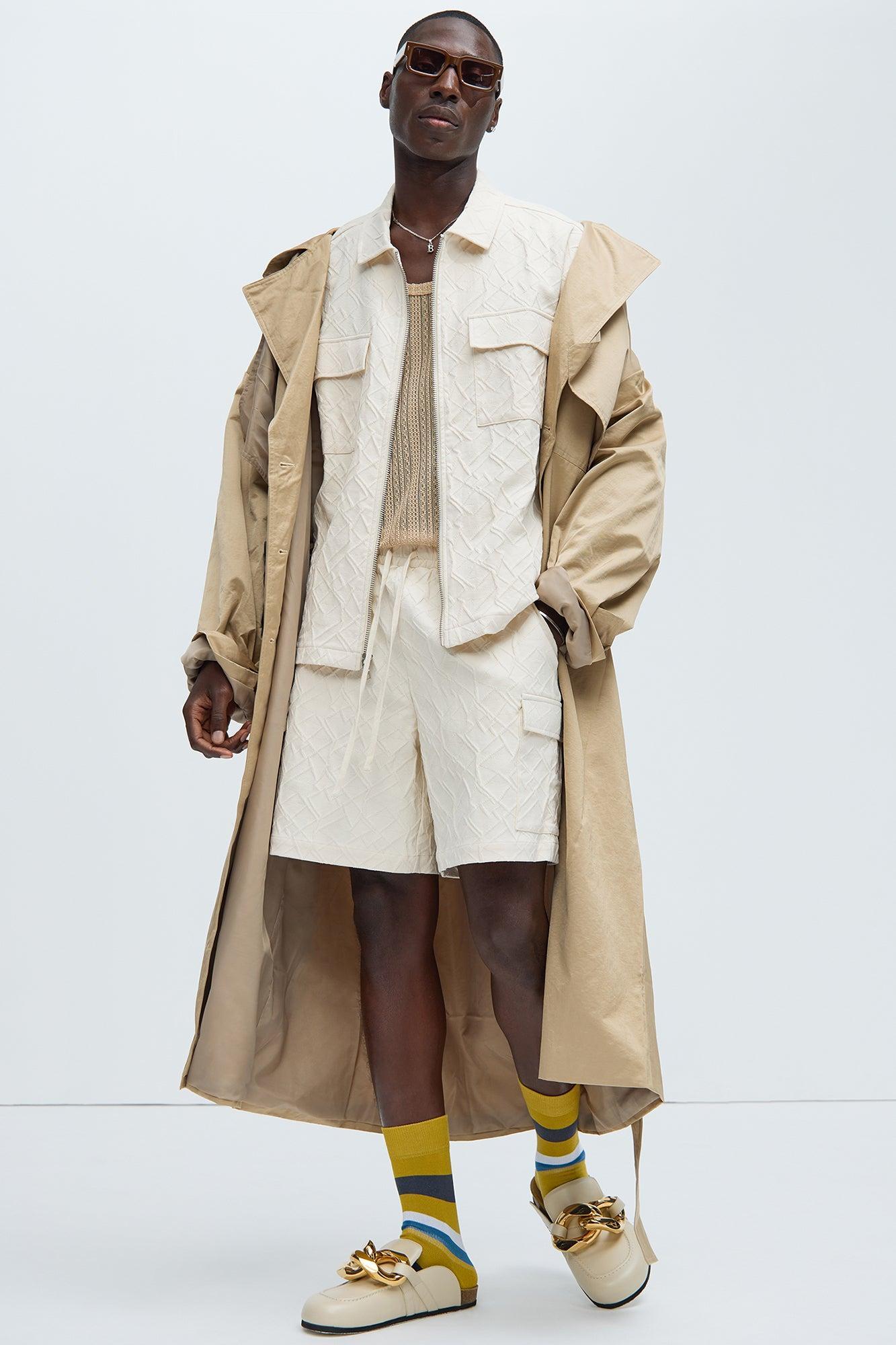 Gerrish Textured Shorts - Cream Product Image