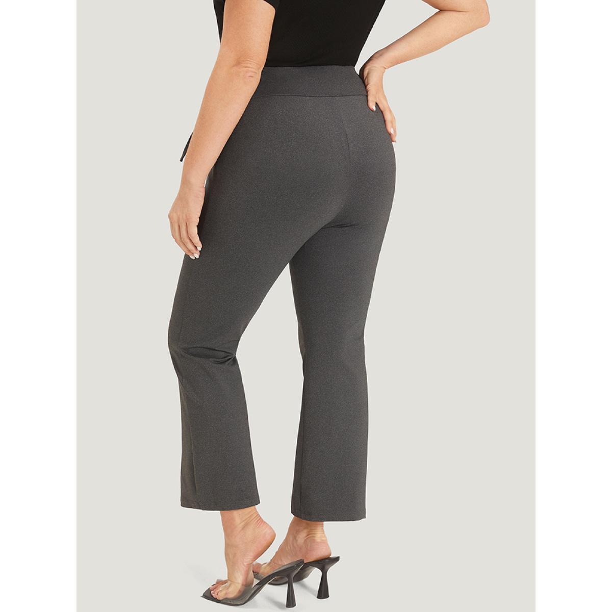 Plus Size Plain Drawstring Side Ruched Bootcut Wideband Waist Leggings Women DarkGray Elegant High stretch Bootcut High Rise Dailywear Leggings BloomChic 18-20/2X Product Image