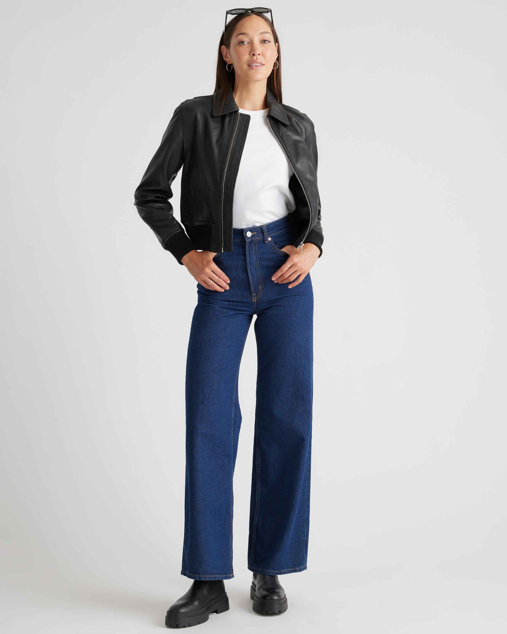 Quince | Women's 100% Washed Leather Bomber Jacket Product Image