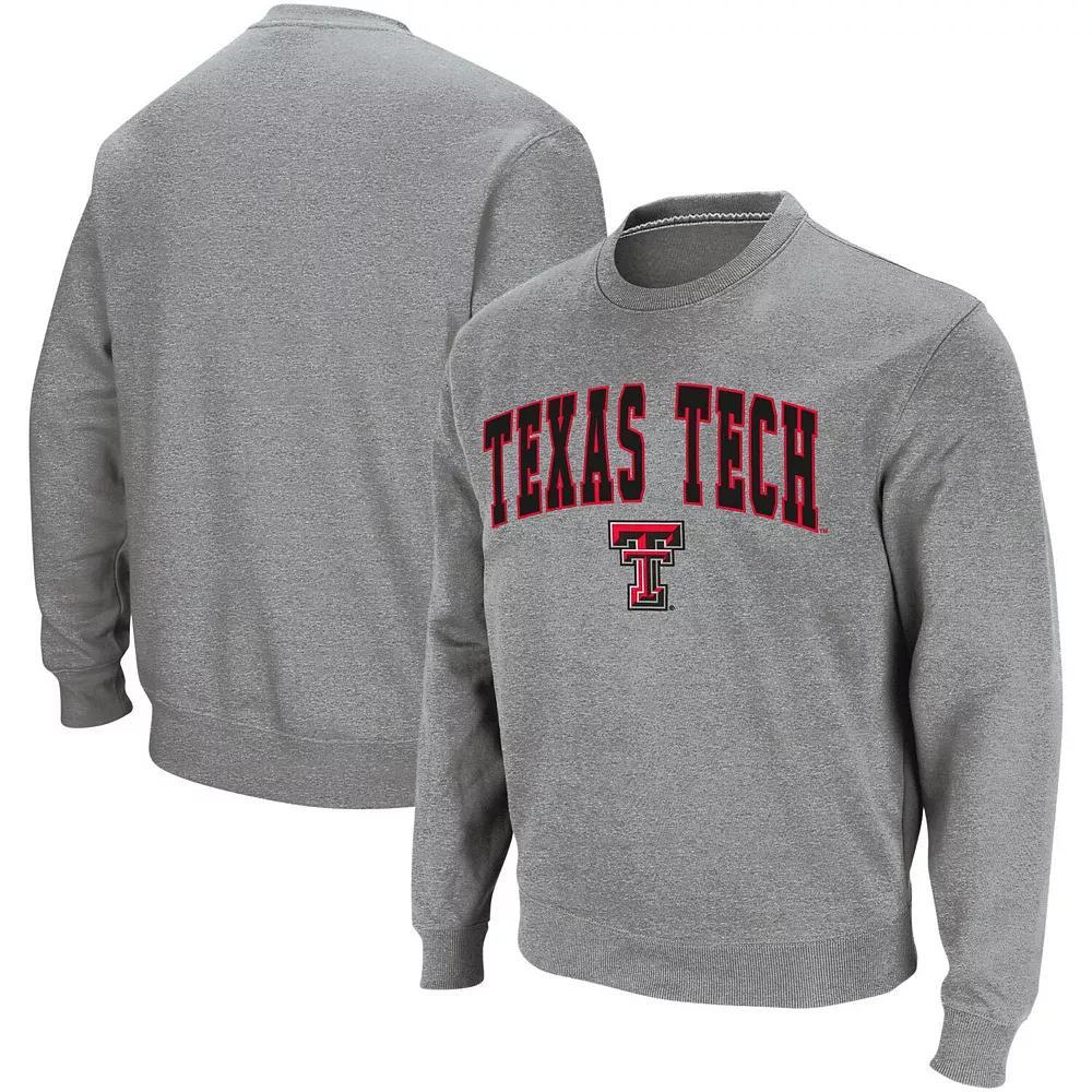 Mens Colosseum Heather Gray Texas Tech Red Raiders Arch & Logo Crew Neck Sweatshirt Product Image