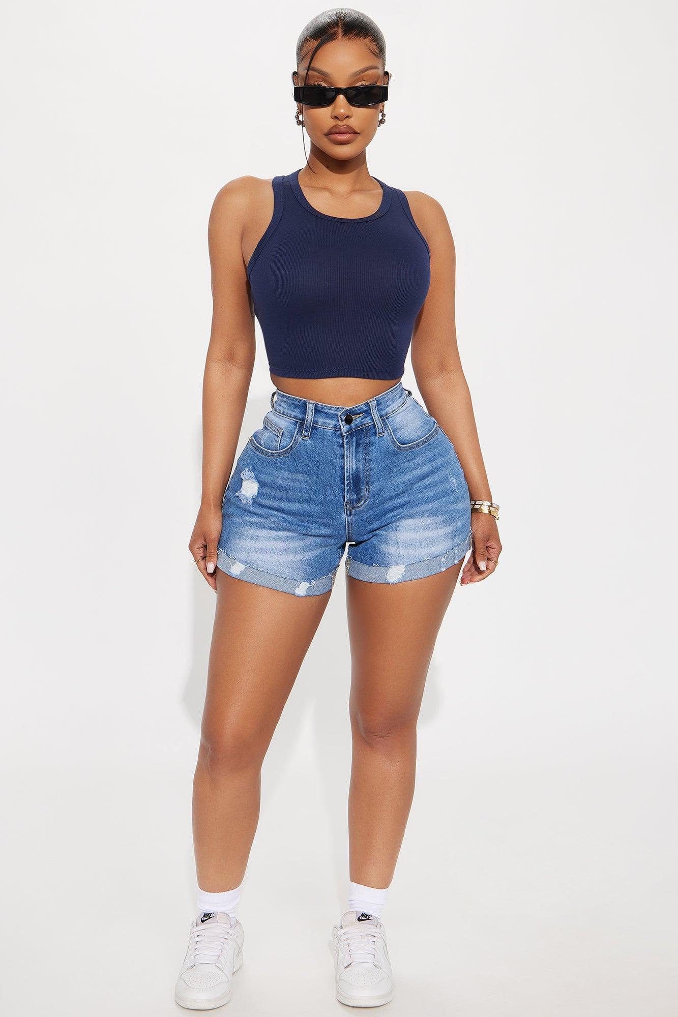 Cara Ribbed Tank - Navy Product Image