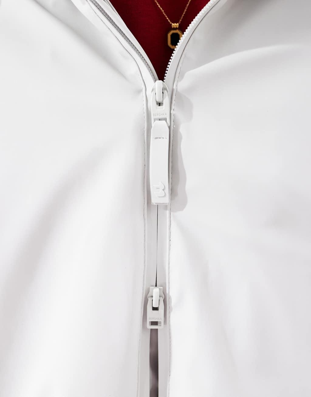 Bershka nylon tech raincoat in ice Product Image