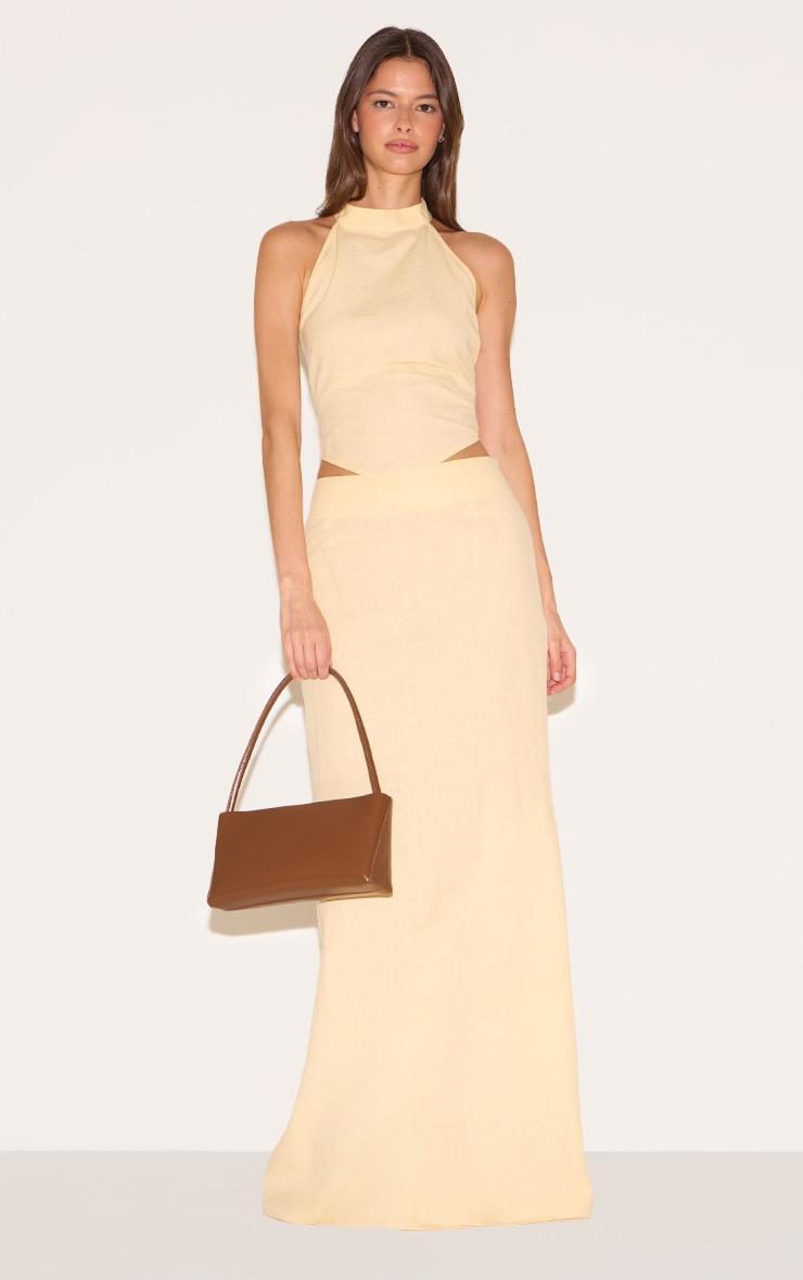  Butter Yellow Woven Maxi Skirt Product Image