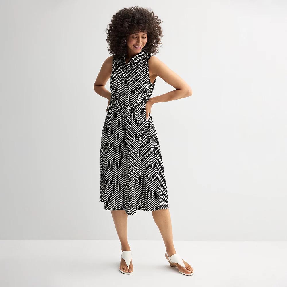 Women's Croft & Barrow® Y-Neck Shirtdress, Size: XXL, Black Tiny Geo Product Image
