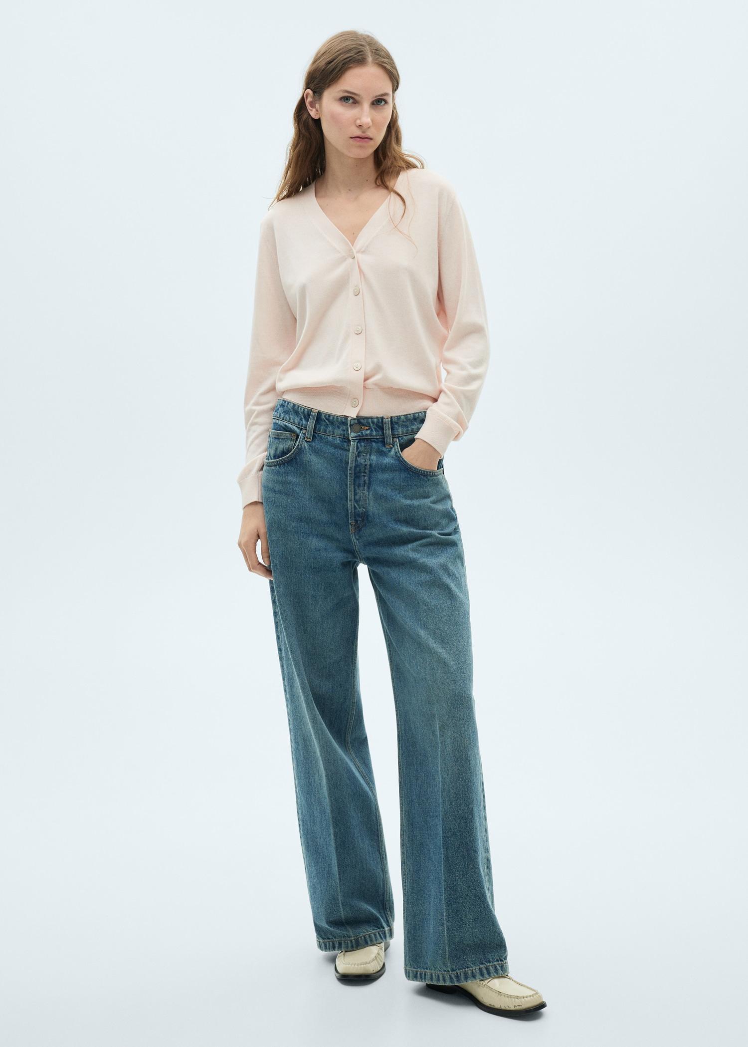 Mulberry silk-blend ribbed cardigan - Women | MANGO USA Product Image