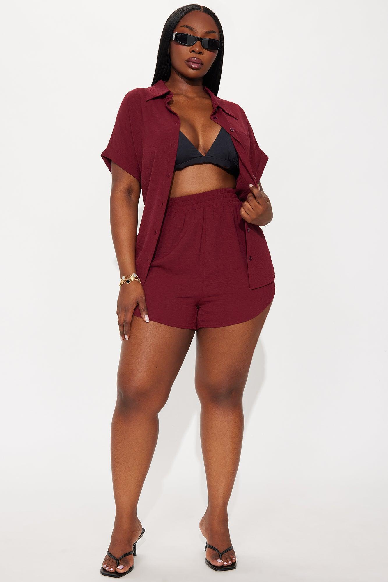 Hot Summer Short Set - Burgundy Product Image