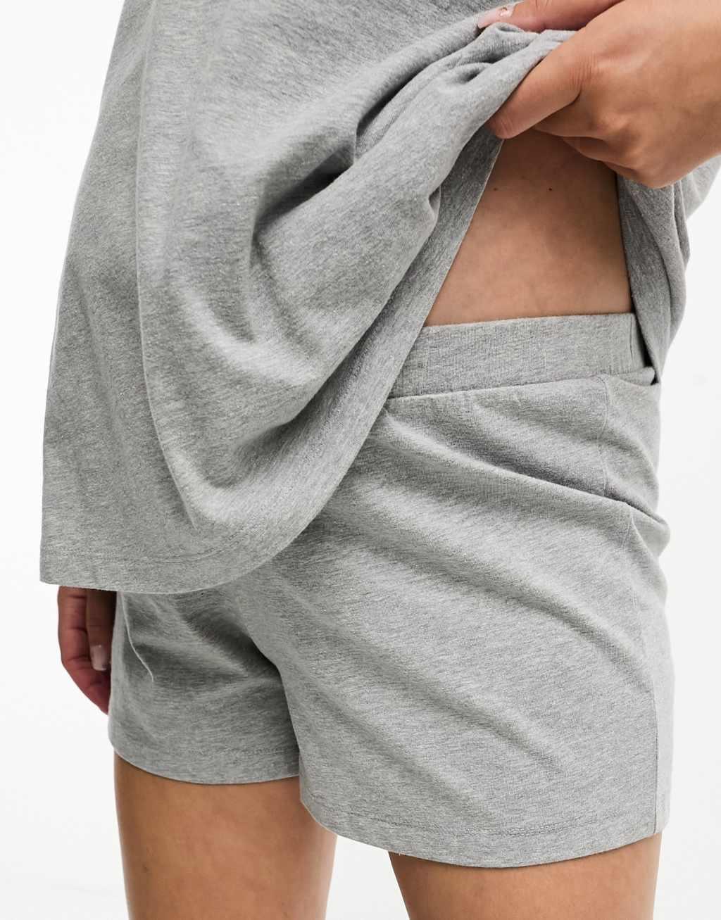 ASOS DESIGN Maternity mix & match cotton pajama short in gray heather Product Image