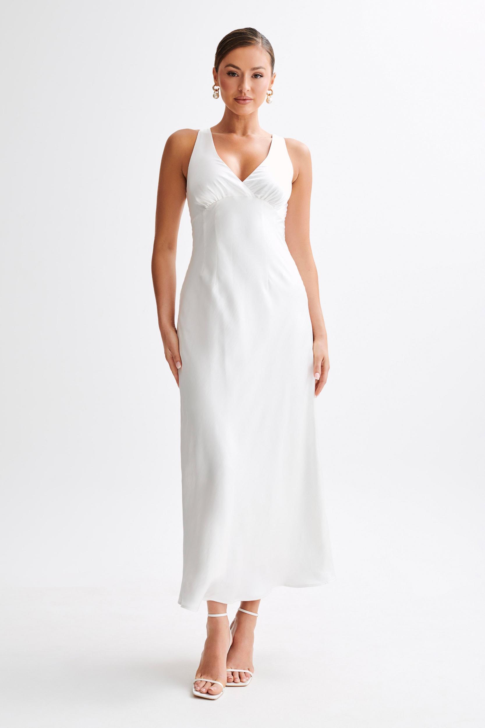 Meghan Satin Maxi Dress - Ivory Product Image