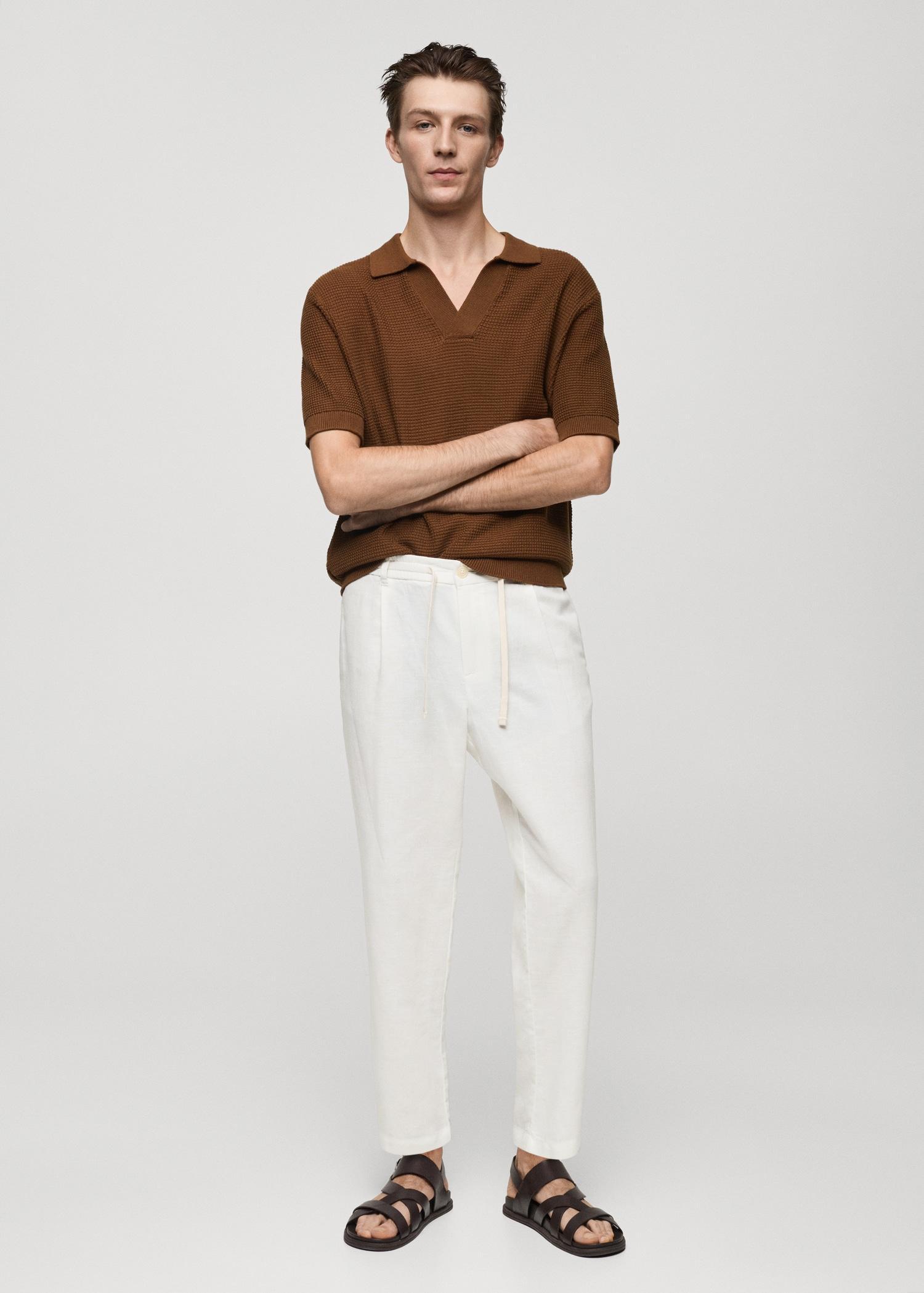 Slim-fit pants with drawstring - Men | MANGO USA Product Image