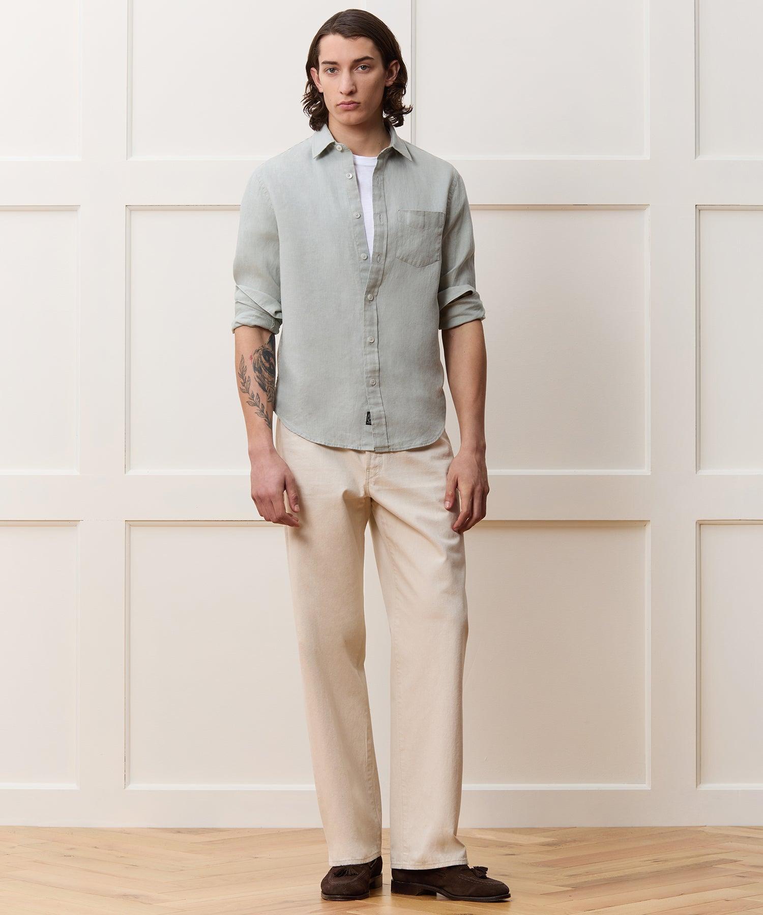 Sea Soft Irish Linen Point Collar Shirt Product Image