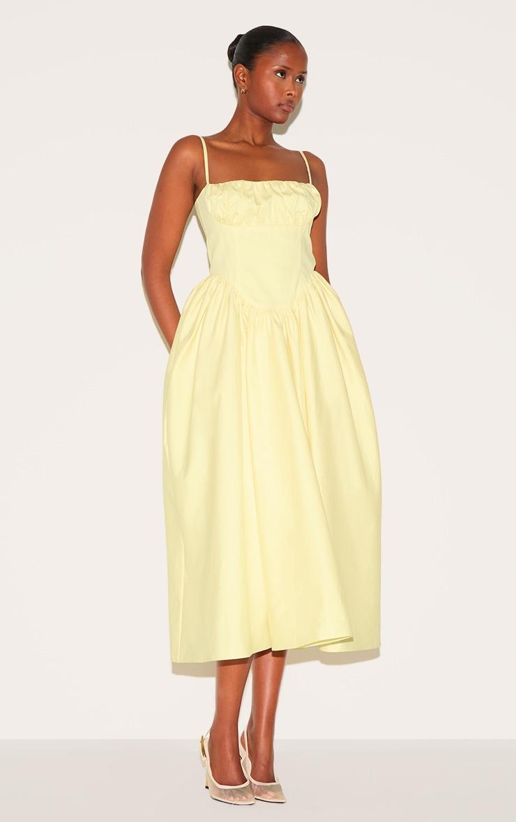 Lemon Ruched Bust Corset Strappy Midaxi Dress Product Image