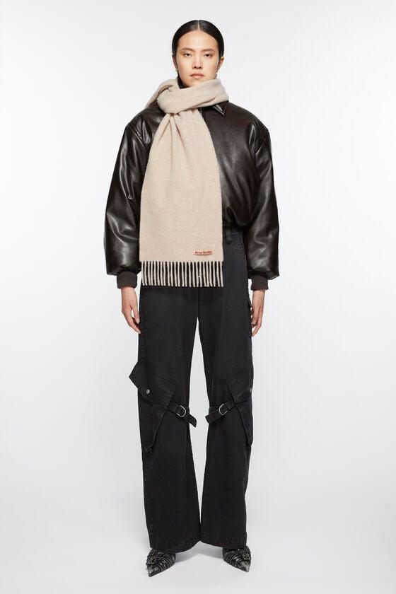 Fringe wool scarf - skinny Product Image