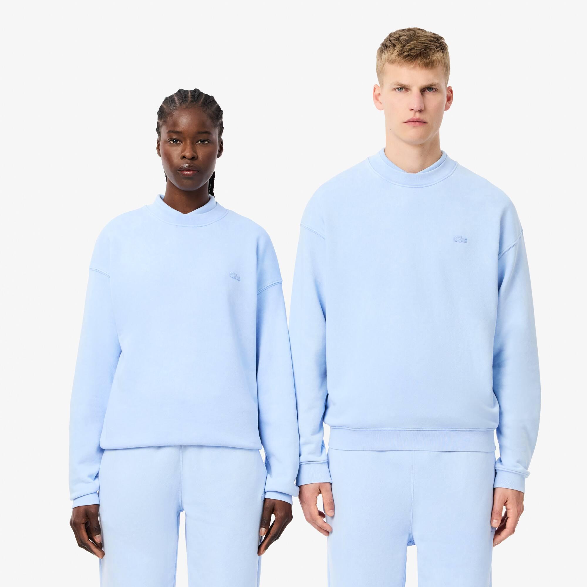 Unisex Loose Fit Washed Effect Fleece Sweatshirt Product Image