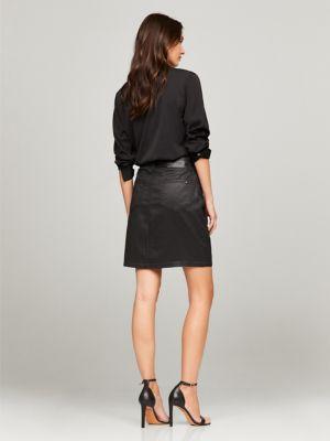 Black Coated Denim Skirt Product Image