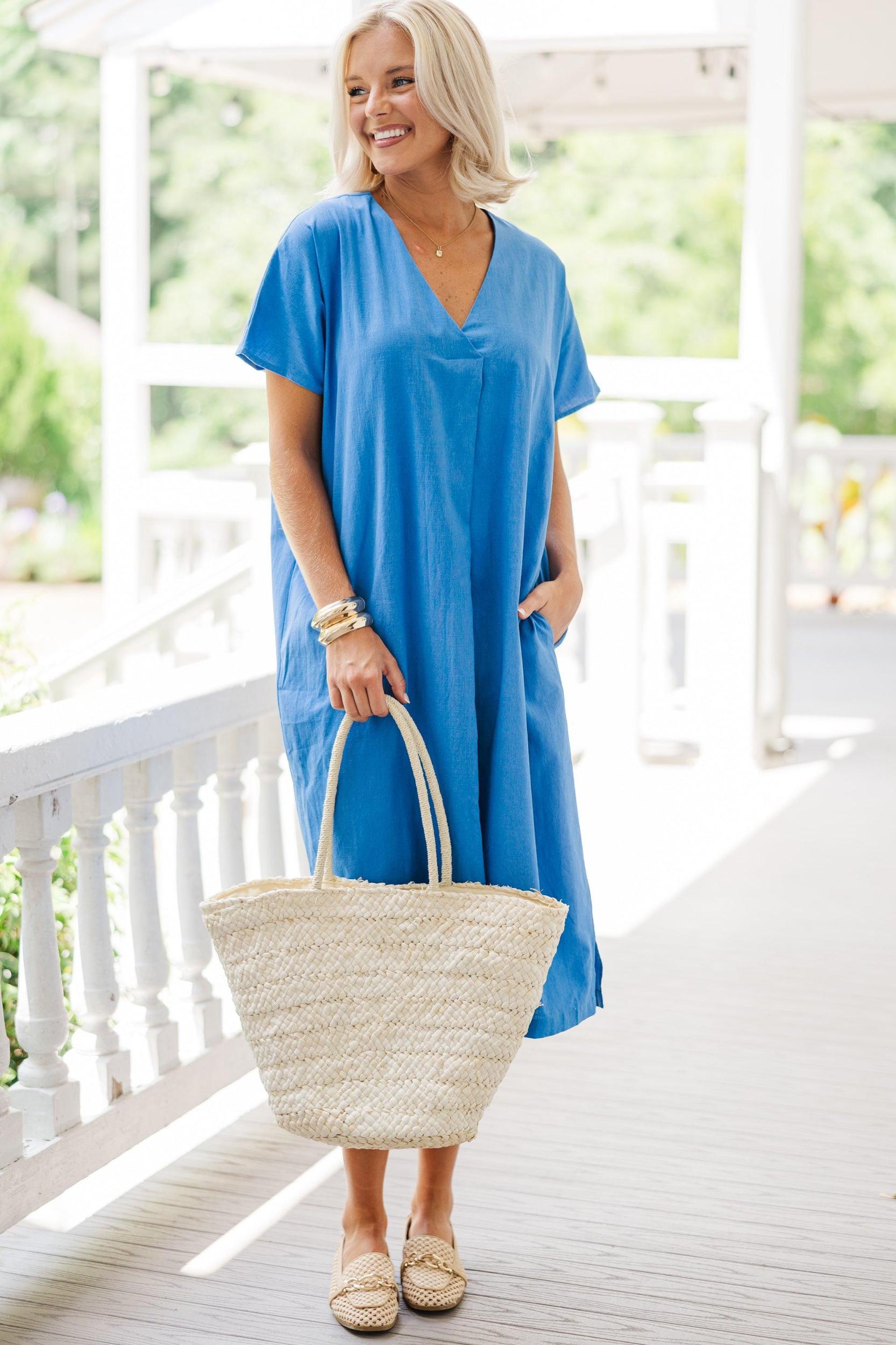 Quick Responses Blue T-shirt Midi Dress Female Product Image