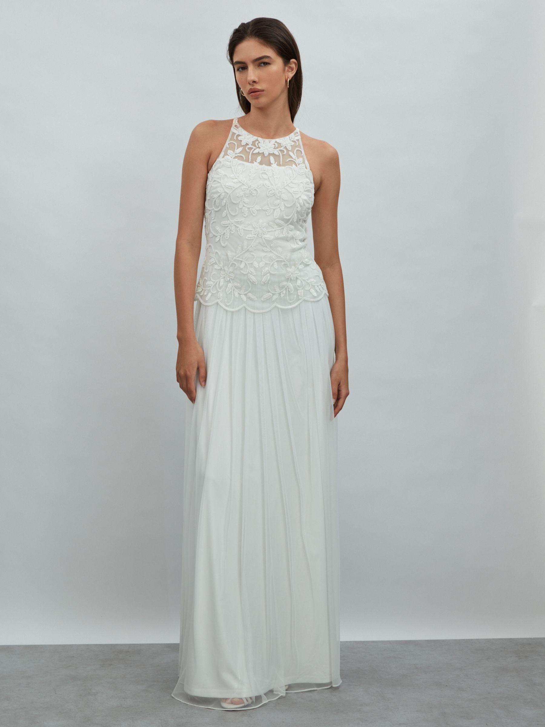 Raishma Embellished High Neck Maxi Dress in Ivory Product Image