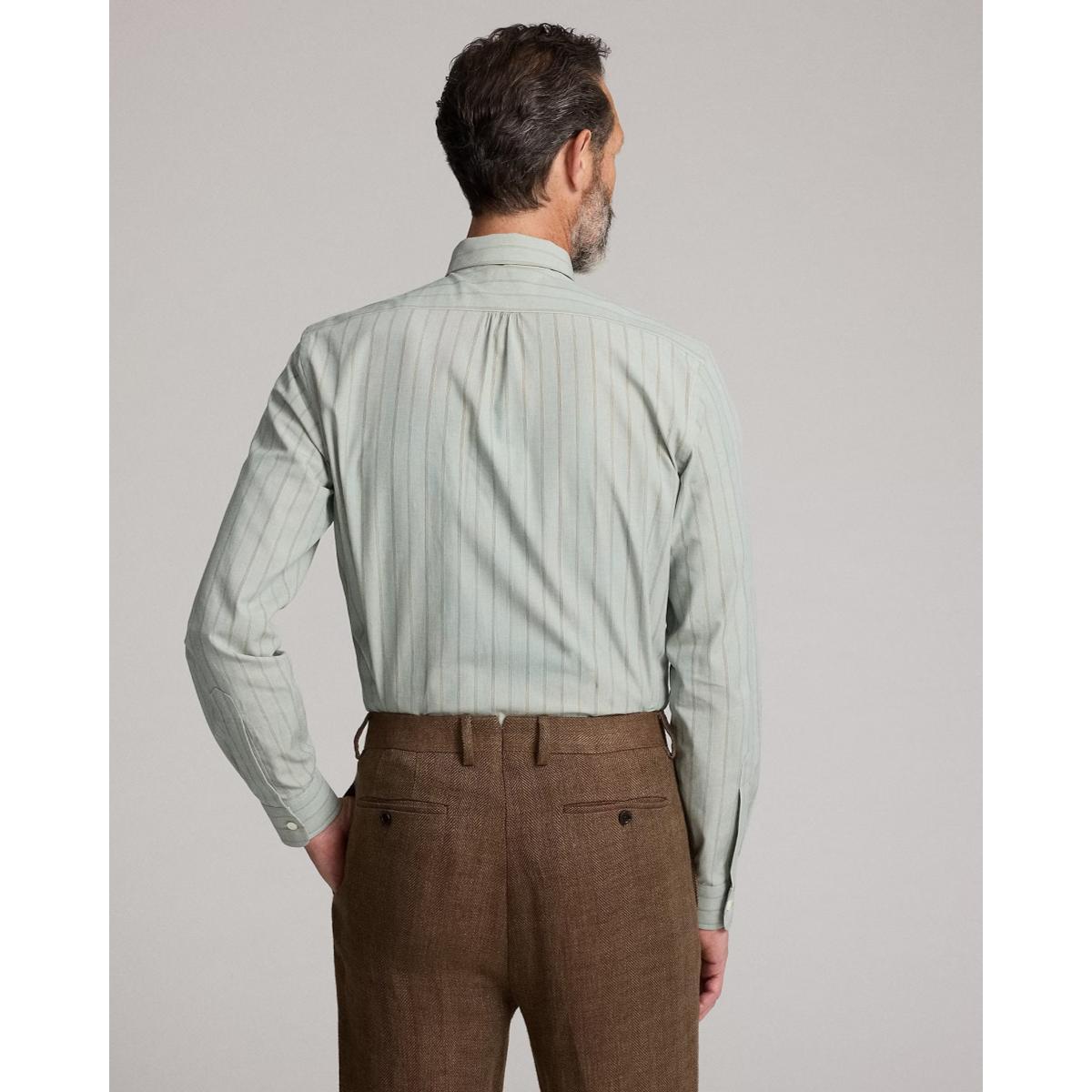 Slim Fit Striped Dobby Shirt Green Multi Product Image