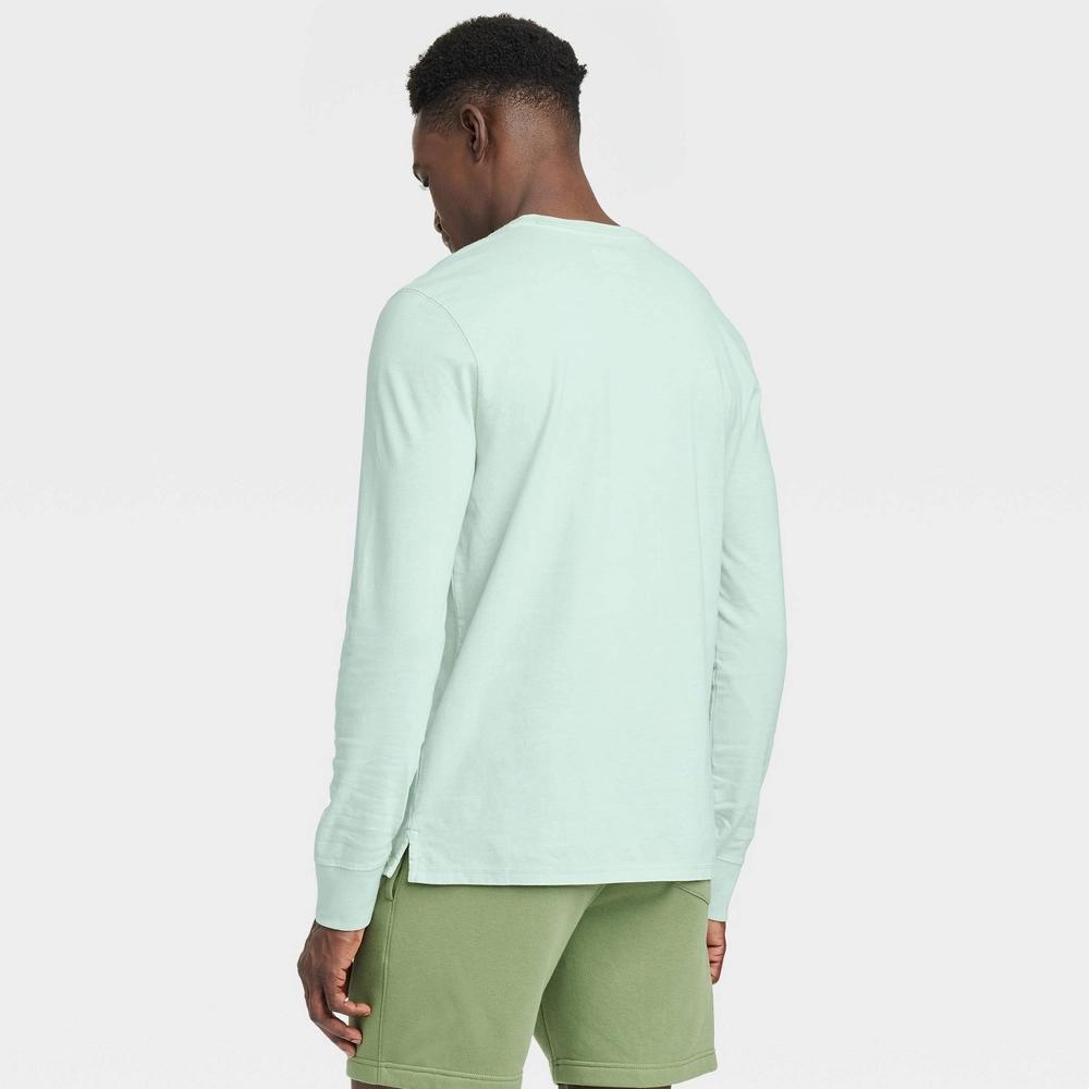 Mens Long Sleeve Pocket T-Shirt - Goodfellow & Co Blue XXL Product Image