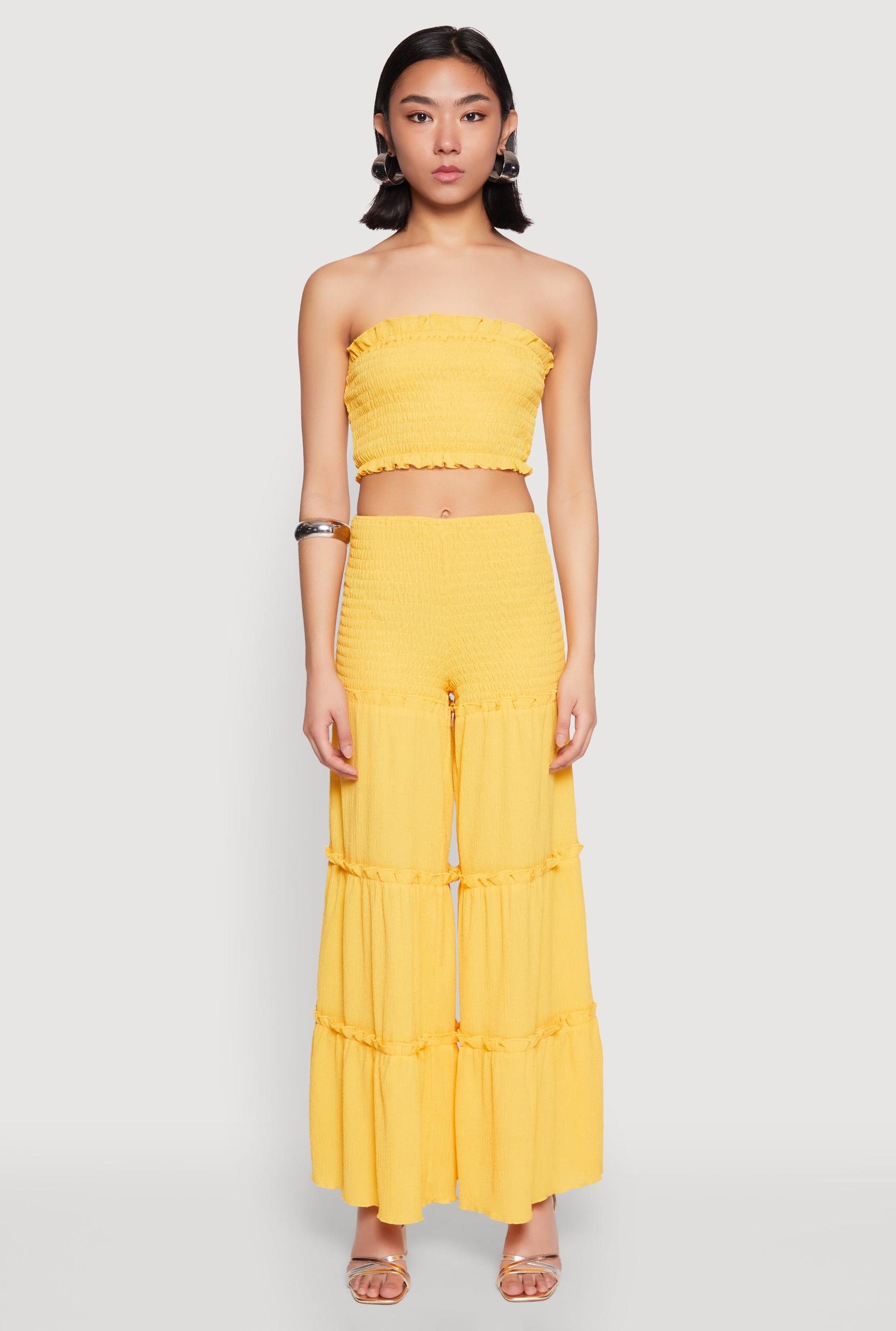 Womens Ruffle Hem Smocked Tube Top Product Image