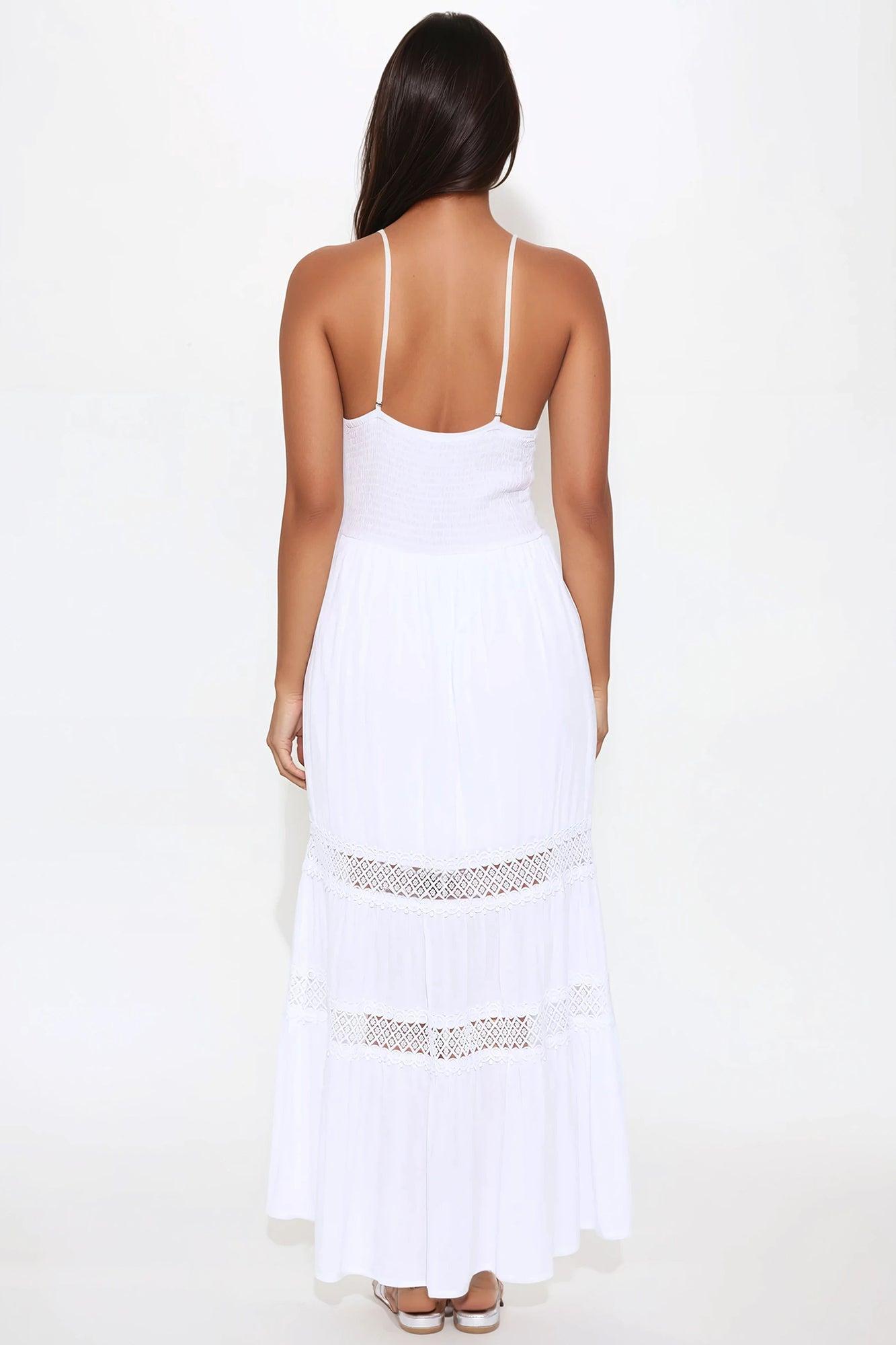 Sunny Days Tiered Midi Dress - White Product Image