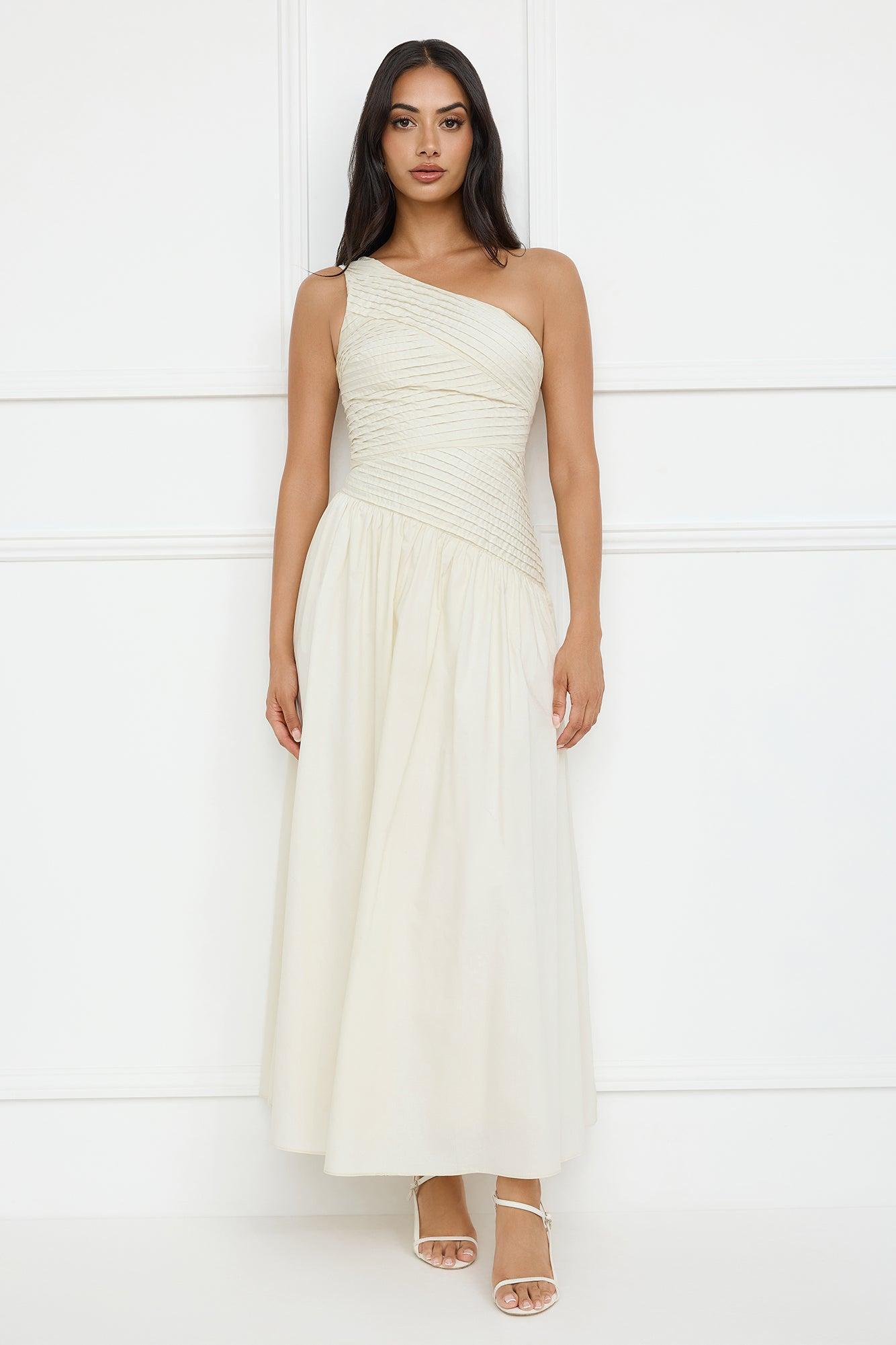 Seashell Moments One Shoulder Maxi Dress Beige Product Image