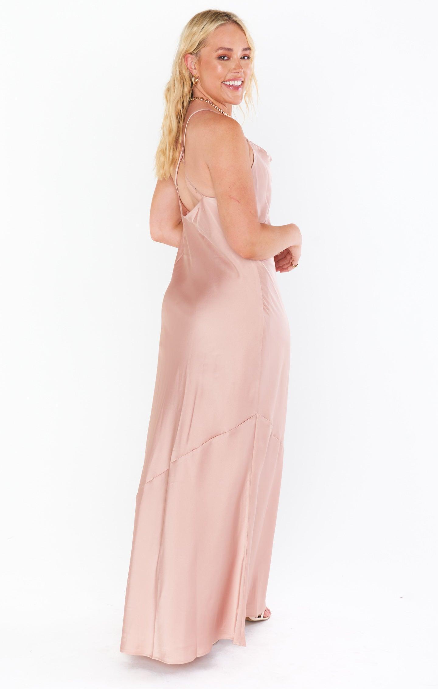 Tuscany Maxi Slip Dress ~ Rose Gold Luxe Satin Product Image