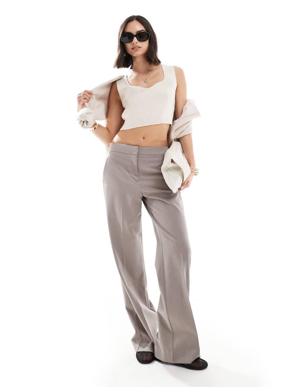 Vero Moda ribbed knit top with sweetheart neckline in cream Product Image