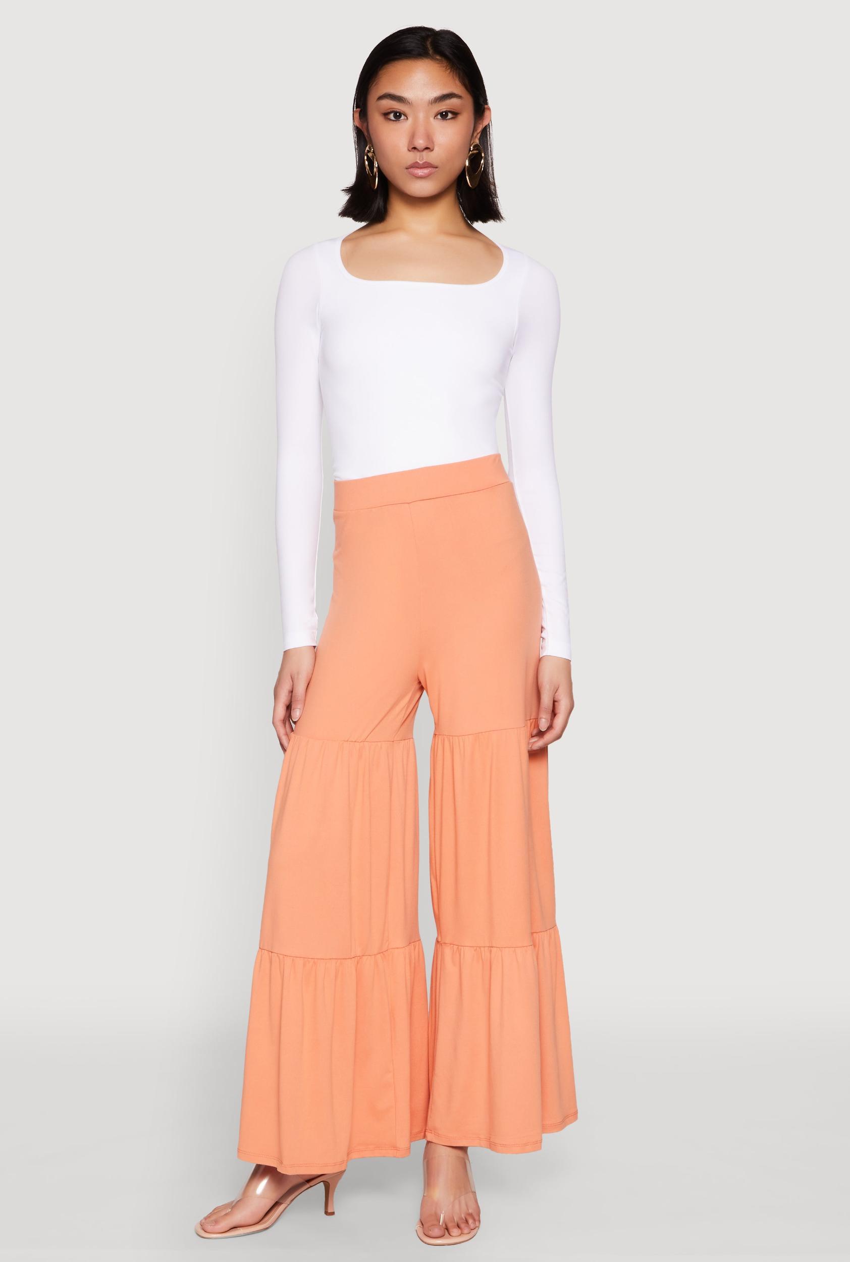 Womens High Waisted Tiered Palazzo Pants Product Image