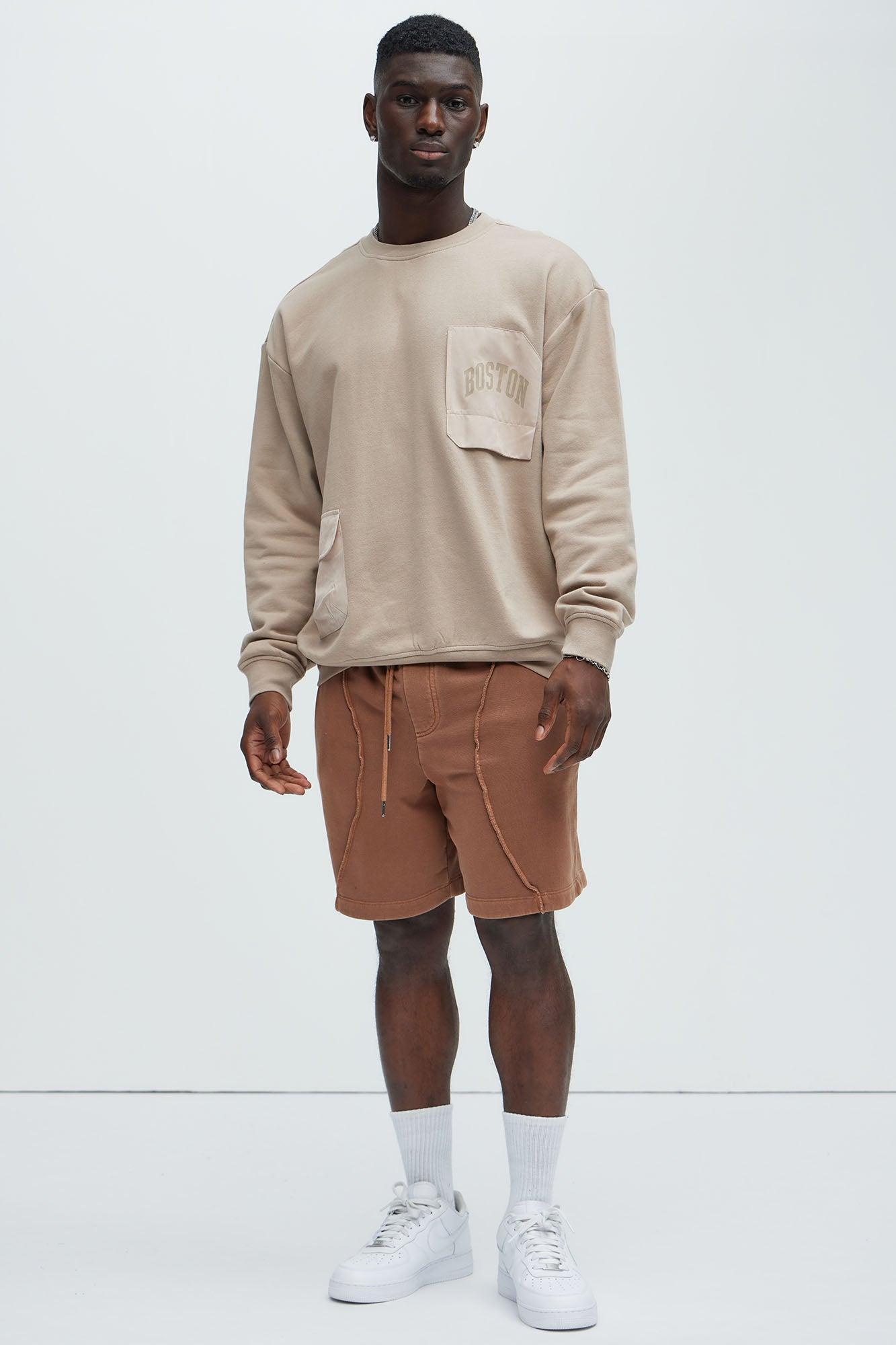 Boston Cargo Pocket Crewneck Sweatshirt - Grey Product Image