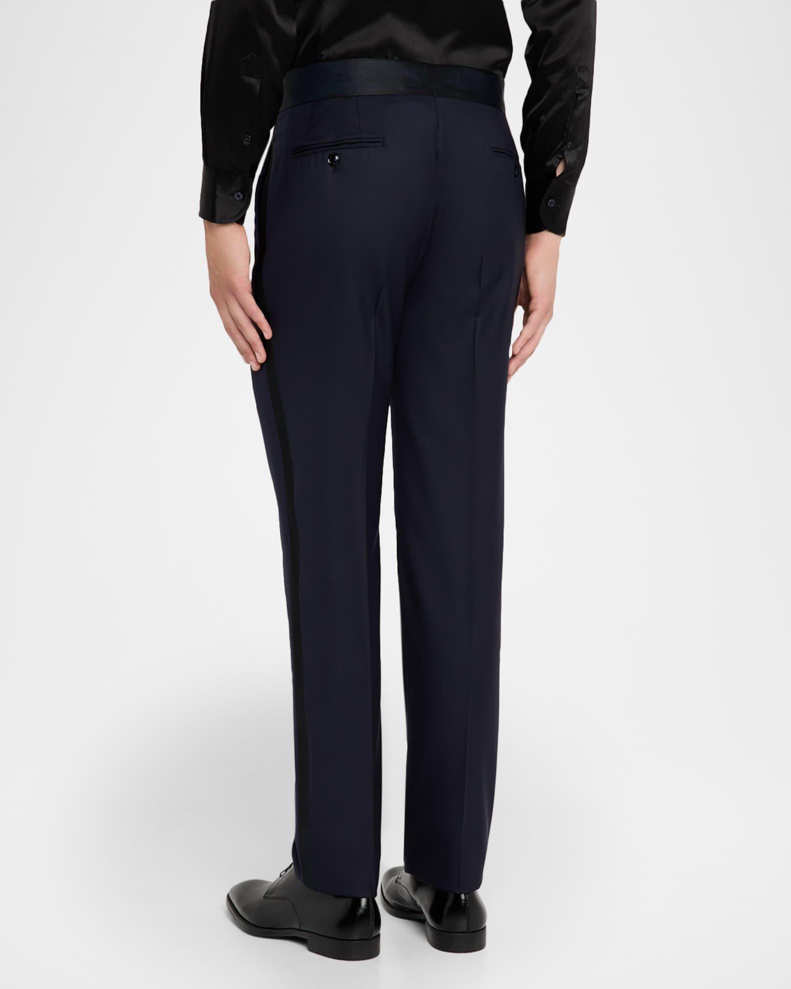 Men's Wool Satin-Trim Formal Pants Product Image