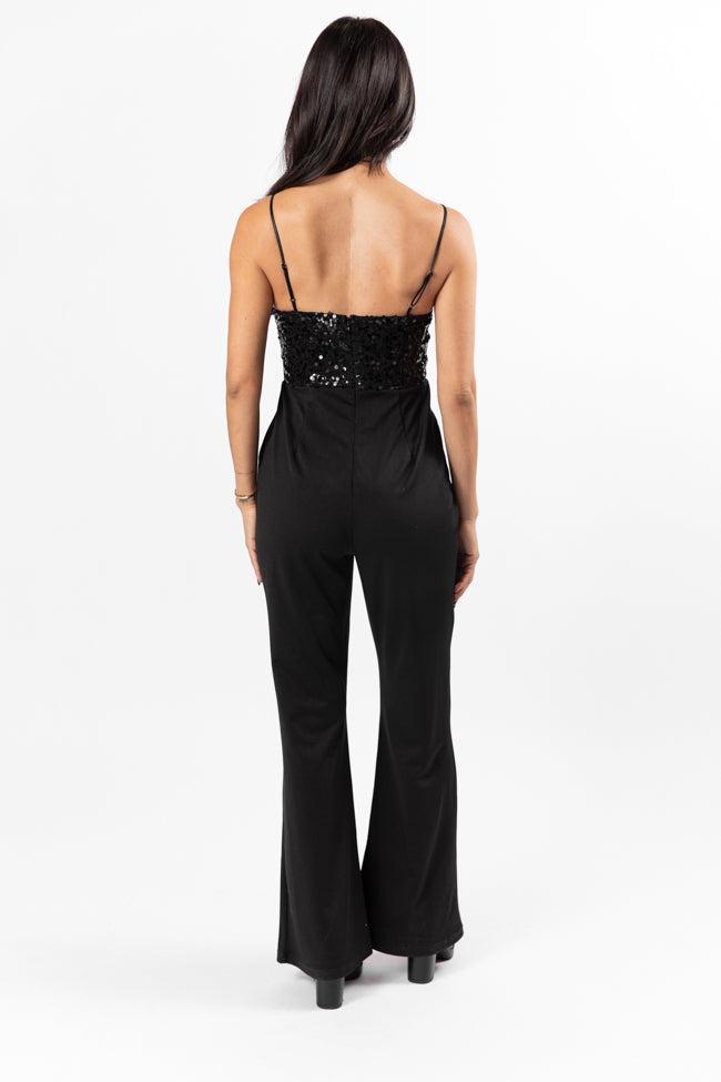 Even The Score Black Sequin Top Jumpsuit FINAL SALE Product Image