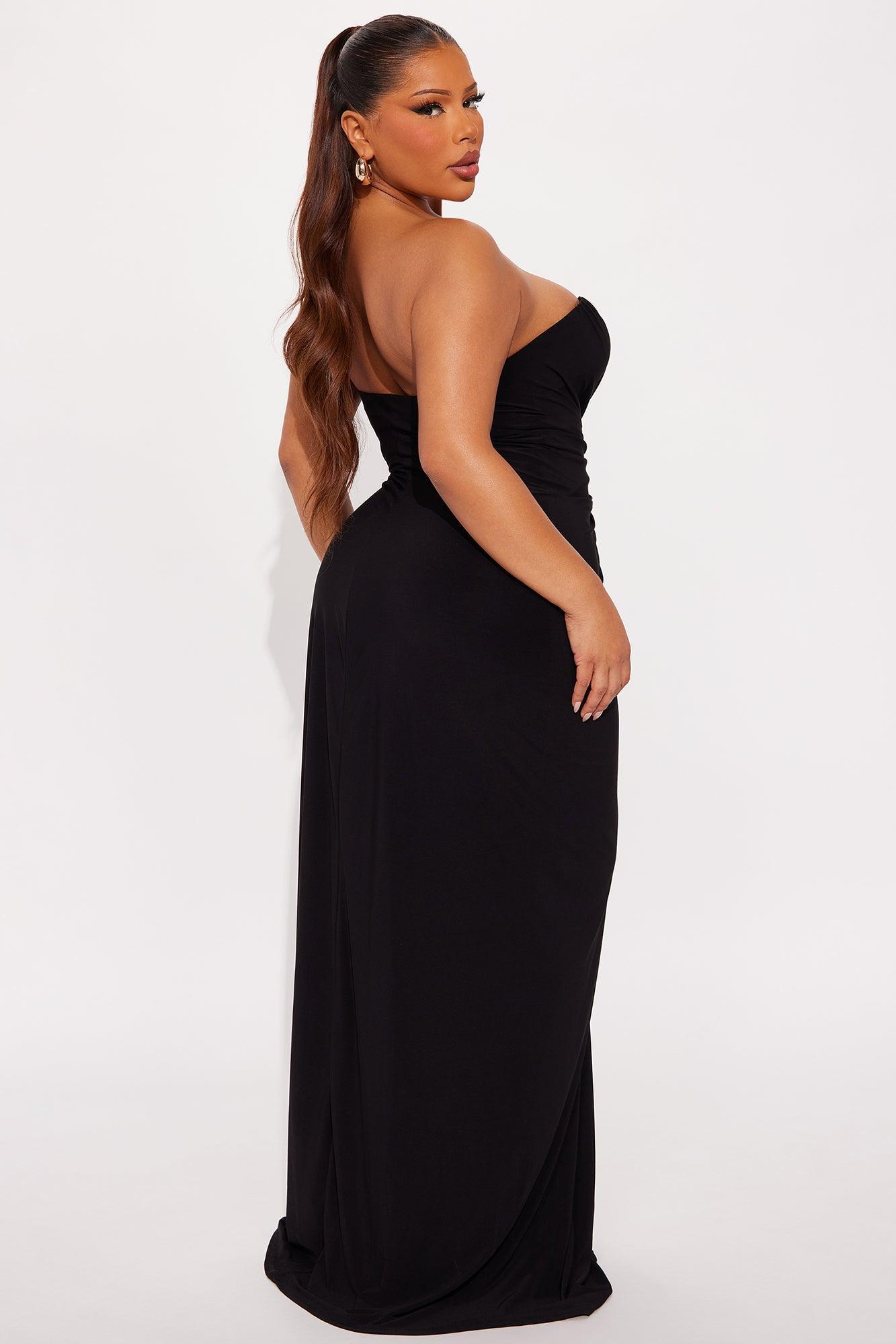 Melody Ruched Maxi Dress - Black Product Image