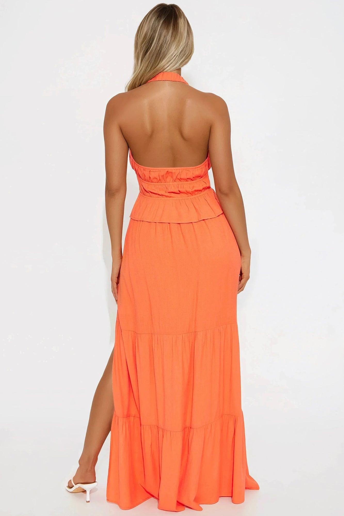Valerie Boho Linen Skirt Set - Orange Product Image