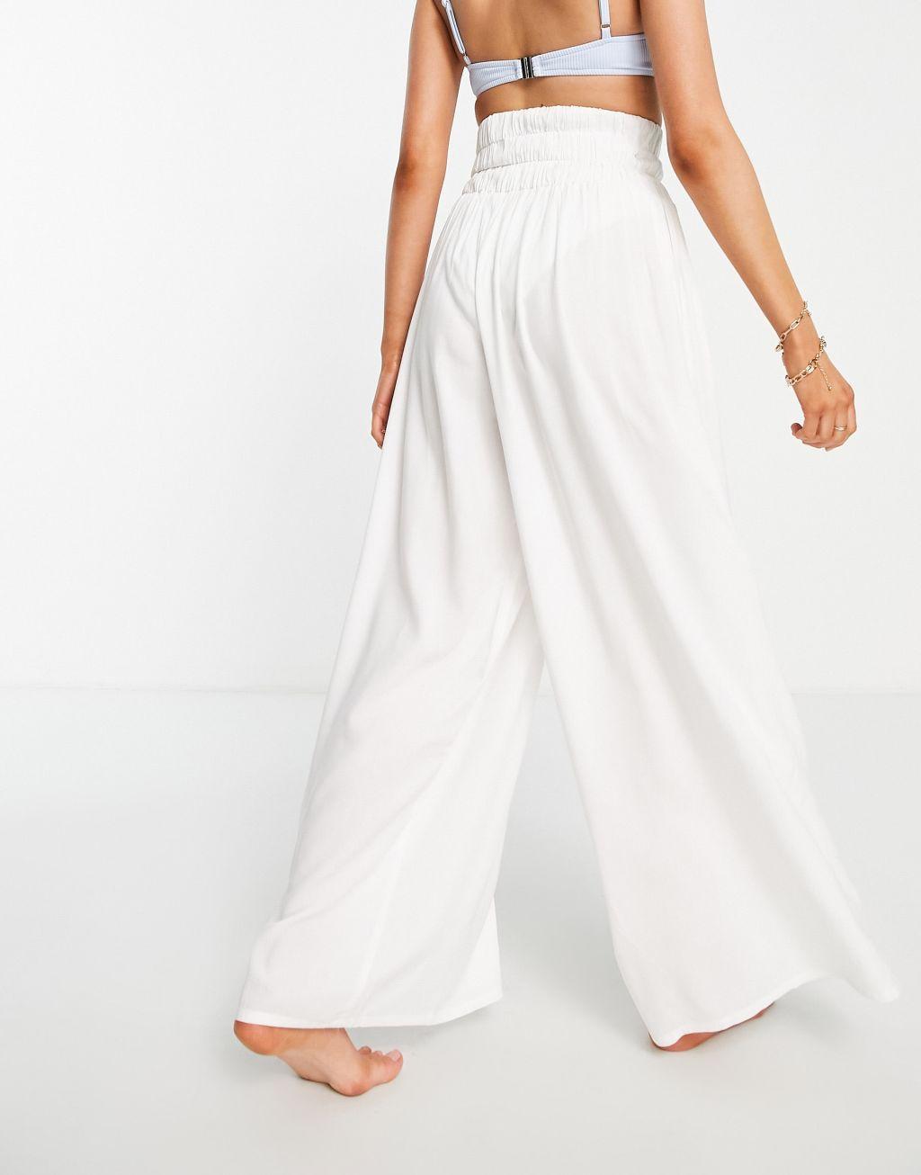 Esmee Exclusive shirred wide leg beach pants Product Image