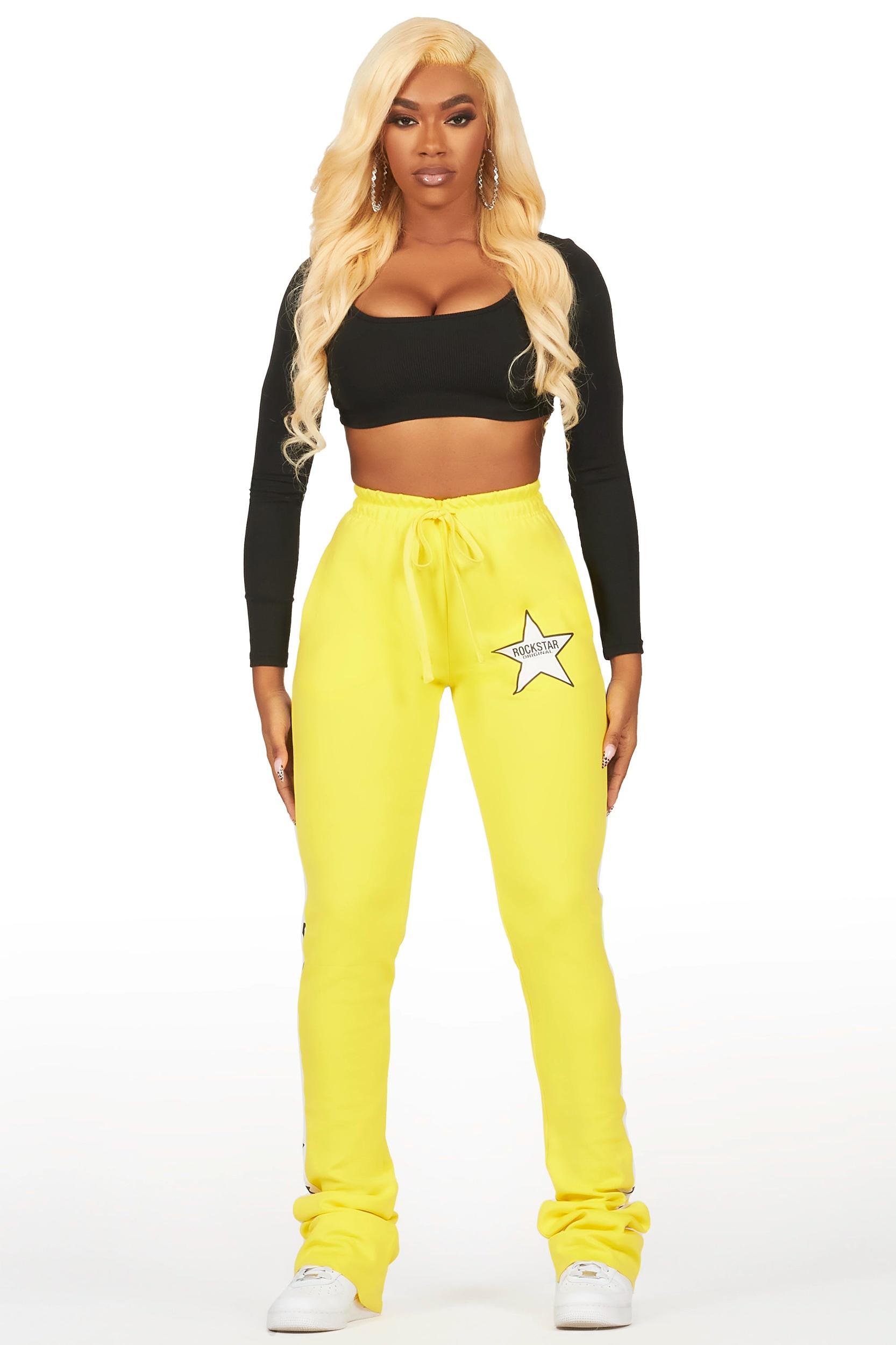 Kevona Yellow Super Stacked Track Pant Female Product Image