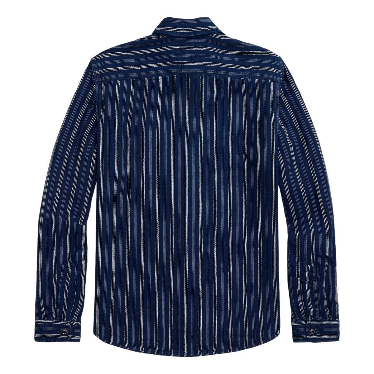 Indigo Striped Double-Faced Workshirt Indigo Check Product Image