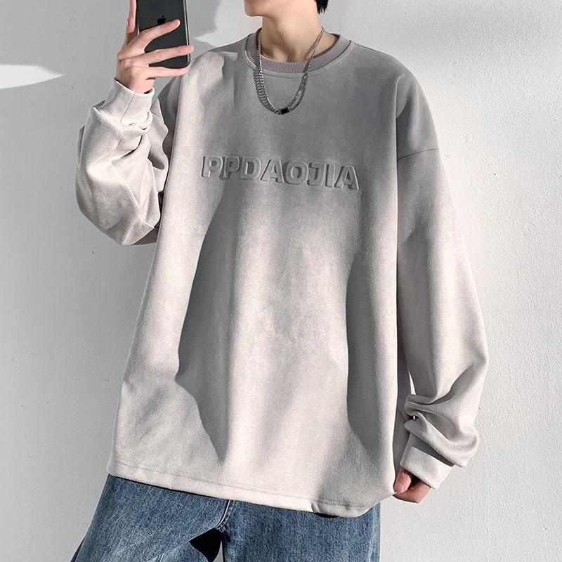 Round Neck Lettering Sweatshirt Product Image