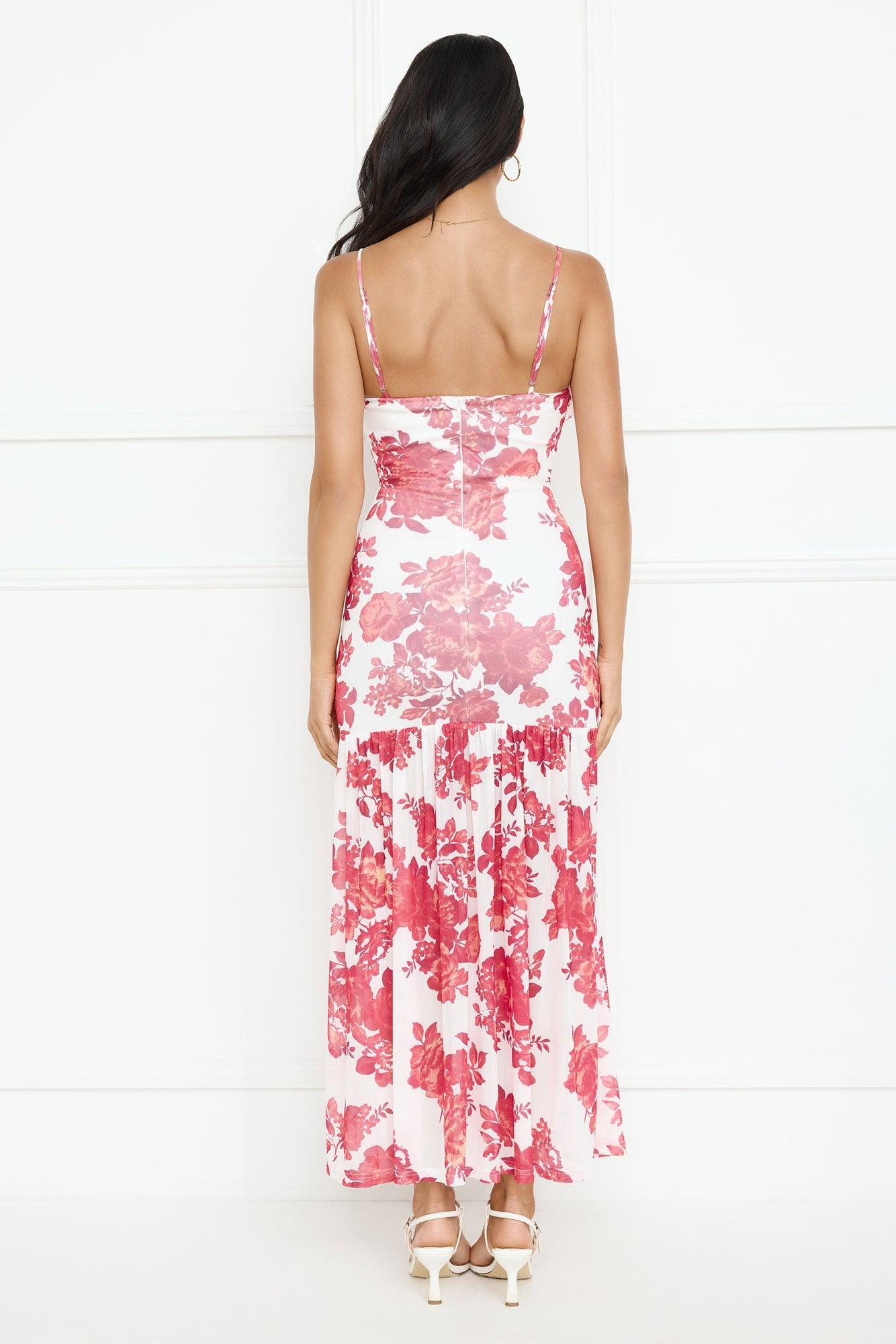 Pink Lotus Mesh Maxi Dress Pink Product Image