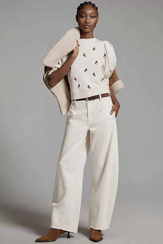Maeve Short Puff-Sleeve Sweatshirt Product Image
