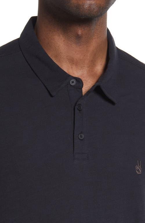 John Varvatos Men's Victor Solid Slub Cotton Polo in Black at Nordstrom, Size Medium Product Image