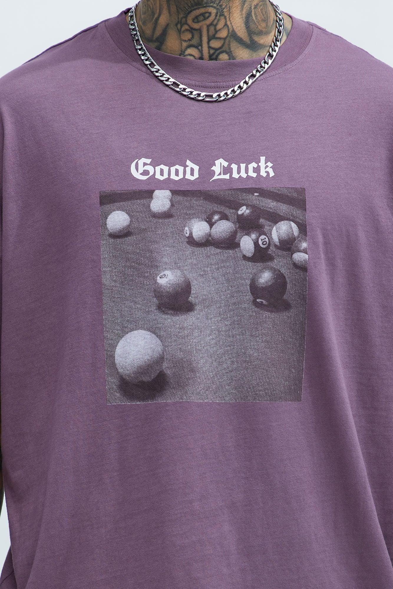 Good Luck Have Fun Oversized Short Sleeve Tee - Purple Product Image