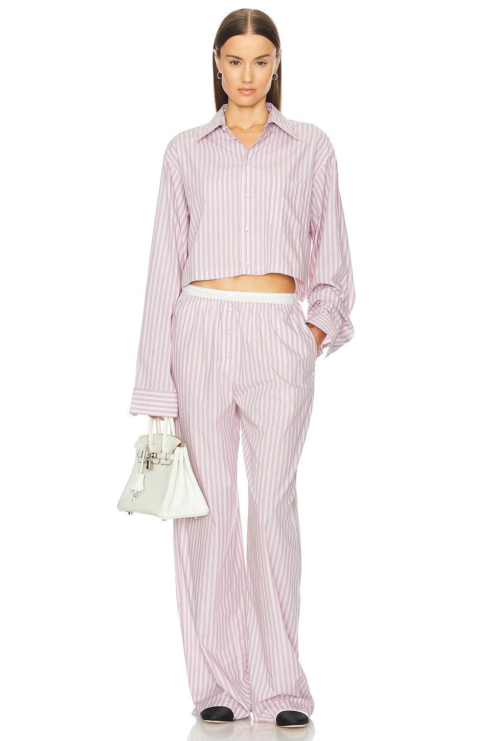 Wide Stripe Poplin Cropped Shirt Helsa Product Image